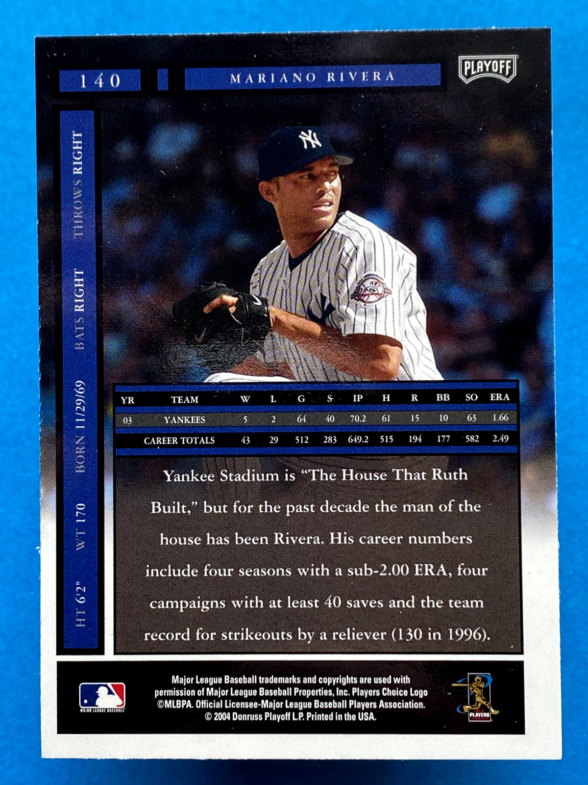 Mariano Rivera 2004 Playoff Honors #140 New York Yankees