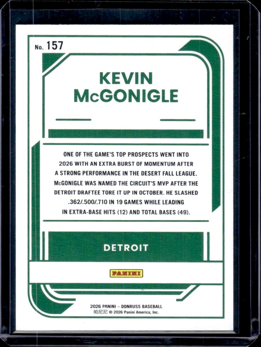 2026 Donruss – Kevin McGonigle Rookie Purple #157