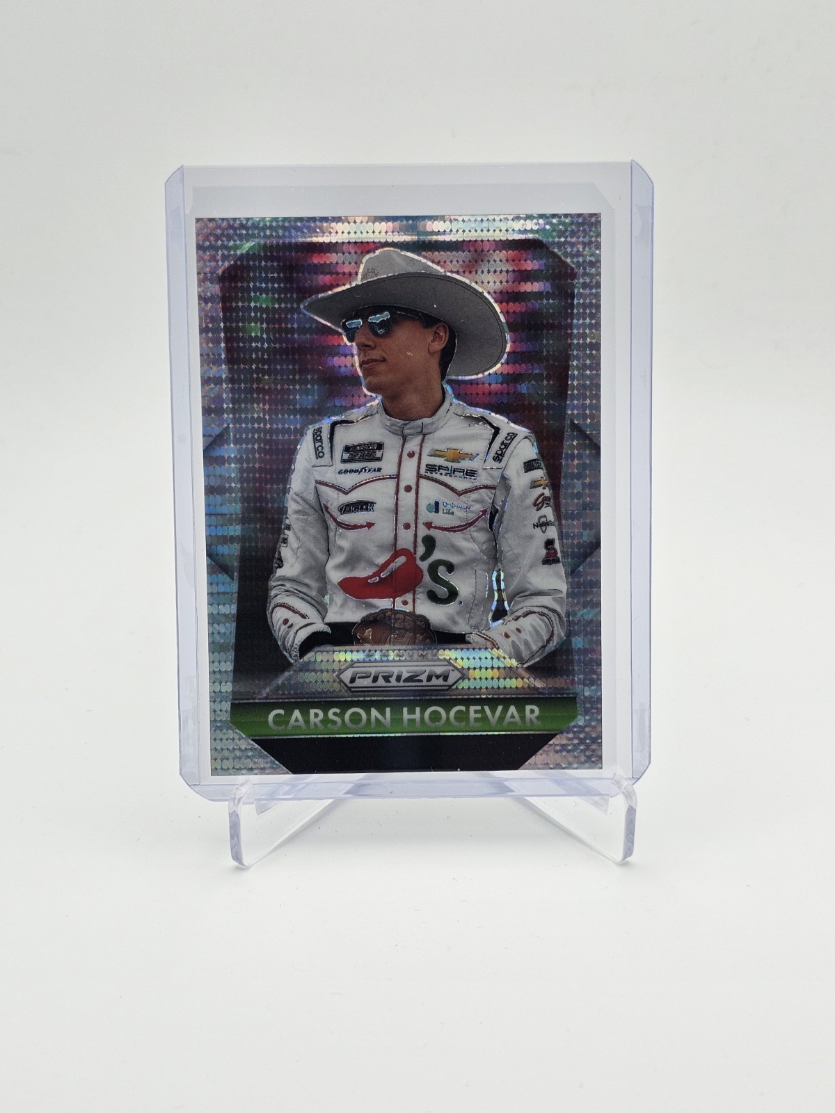 2025 Panini Prizm – Throwback Carson Hocevar #195 Pulsar Prizm /299