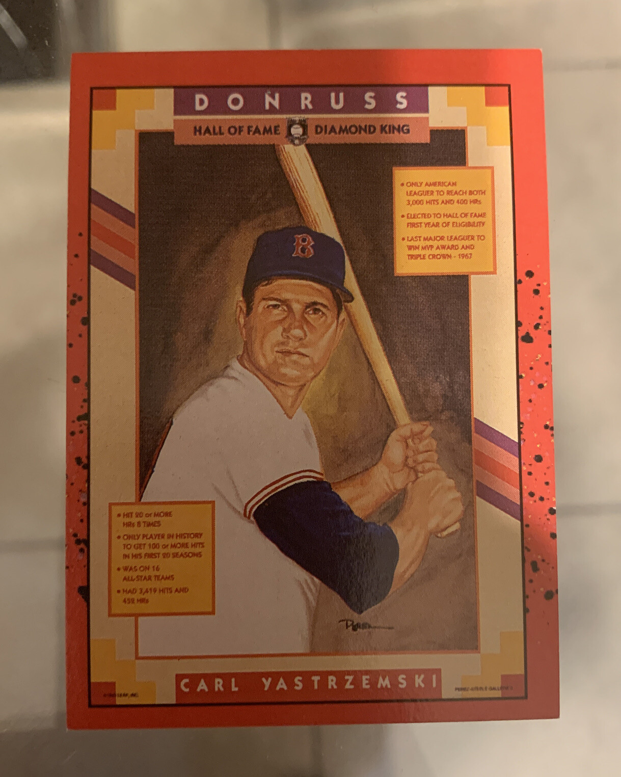 1990 Donruss Carl Yastrzemski #588 Hall Of Fame Diamond King Boston Red Sox