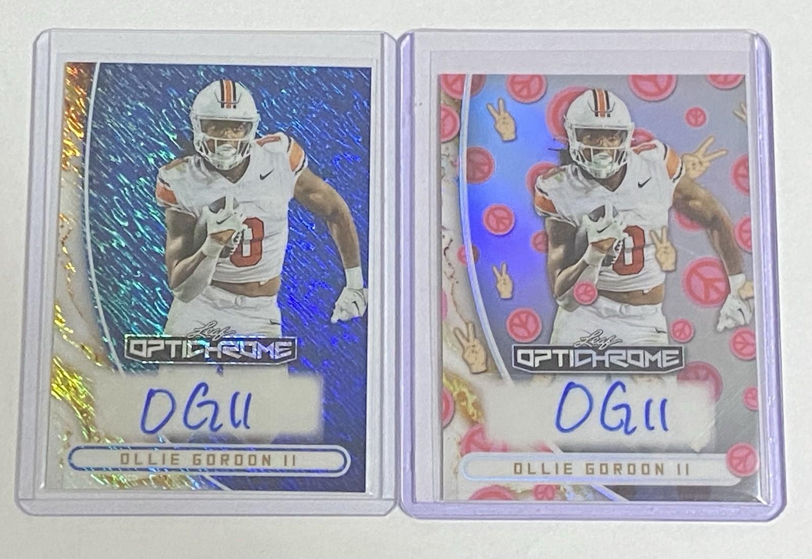2026 Leaf Optichrome Ollie Gordon II (2) Auto Blue Shimmer /5 & Emoji #/2