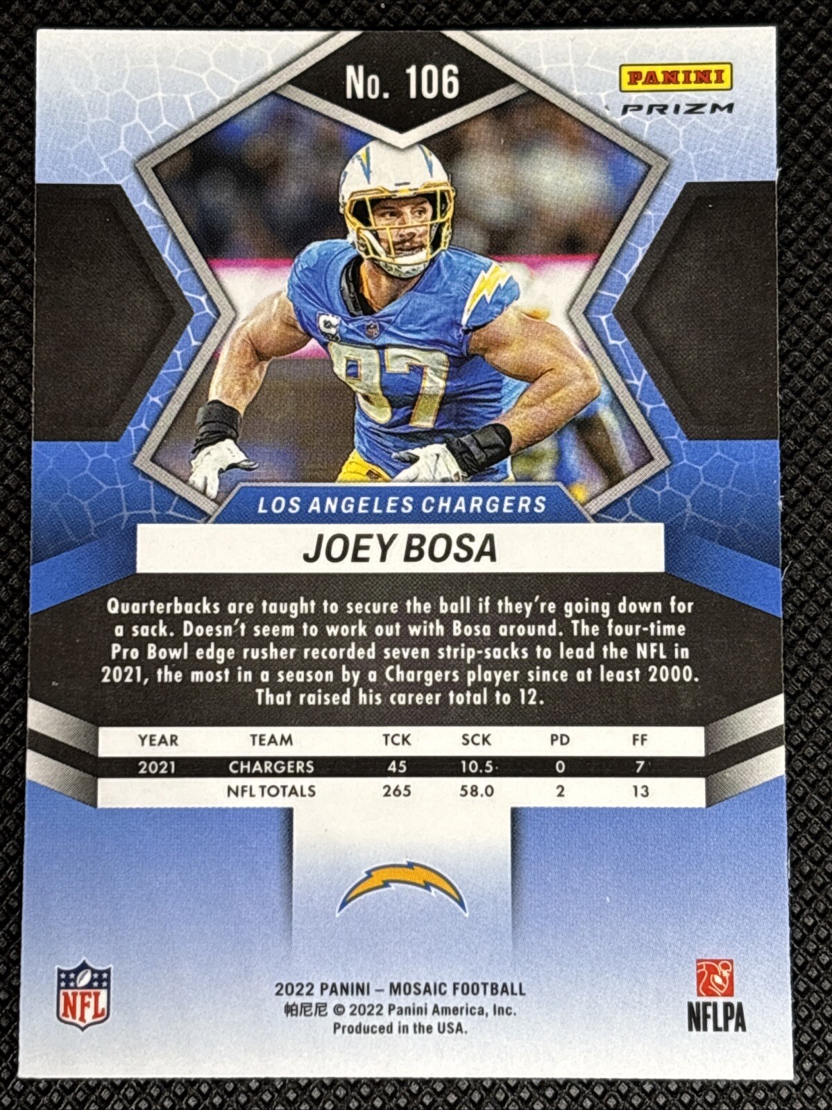 2022 Panini Mosaic – Reactive Orange Mosaic Prizm #106 Joey Bosa