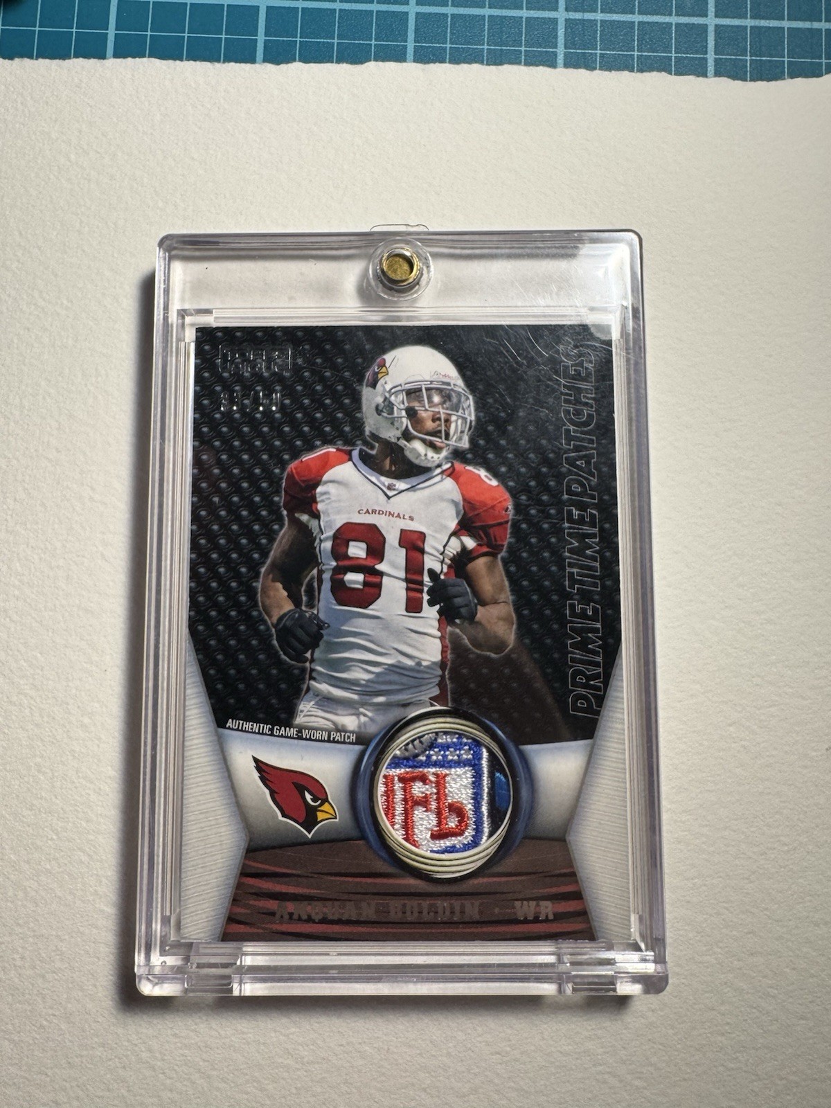 2009 Topps Unique Anquan Boldin Game Used NFL PATCH LOGO PTP-5 Cardinals