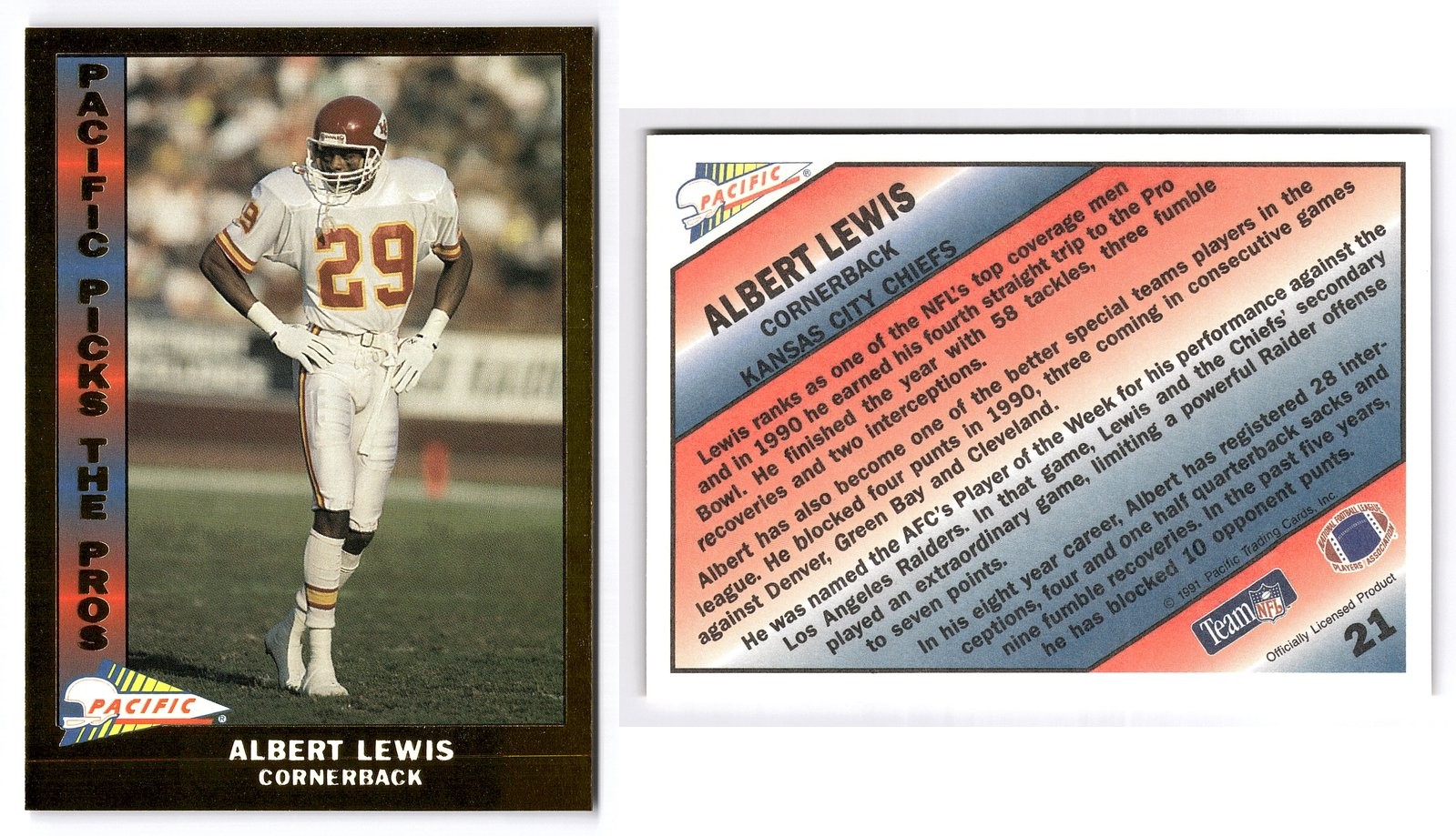 1991 Pacific Picks the Pros Gold SP #21 Albert Lewis Kansas City Chiefs