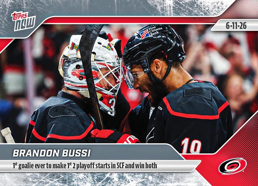 2025-26 NHL TOPPS NOW® Sticker #198 🏒 Brandon Bussi 🌀 1st To W 1st 2 SCF Start