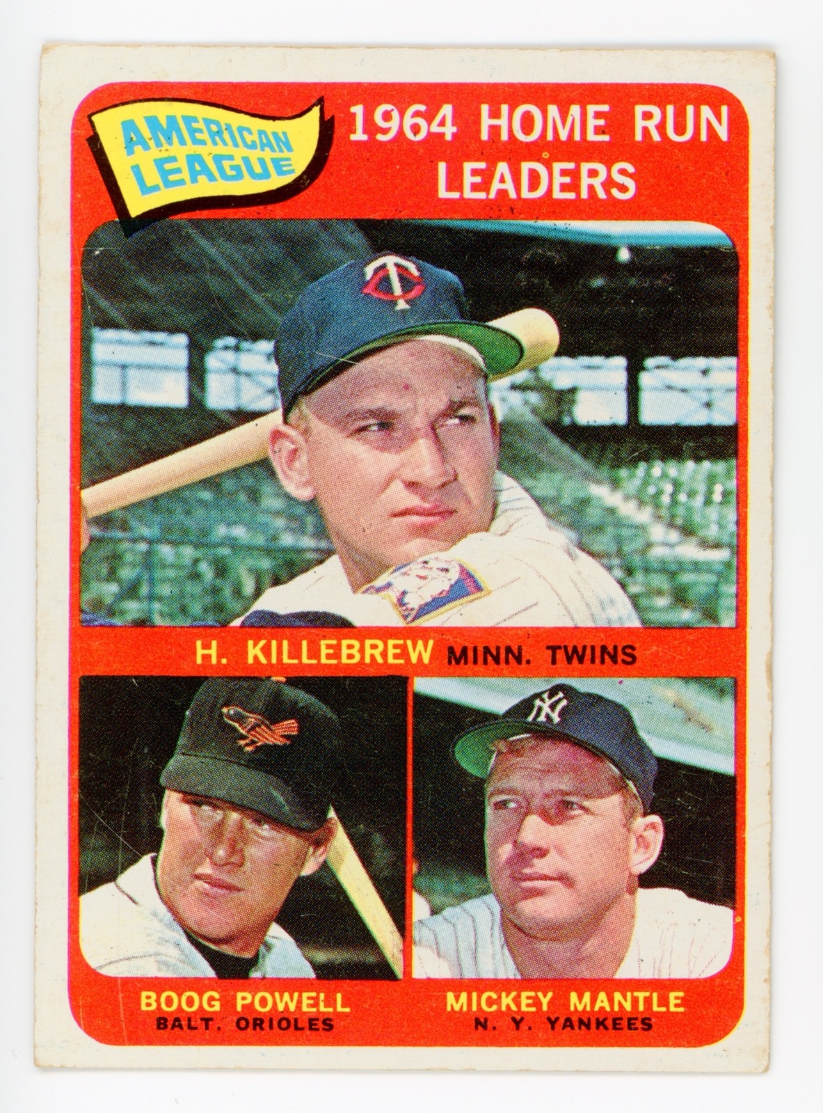 1965 Topps – League Leaders Mickey Mantle, Harmon Killebrew, Boog Powell #3