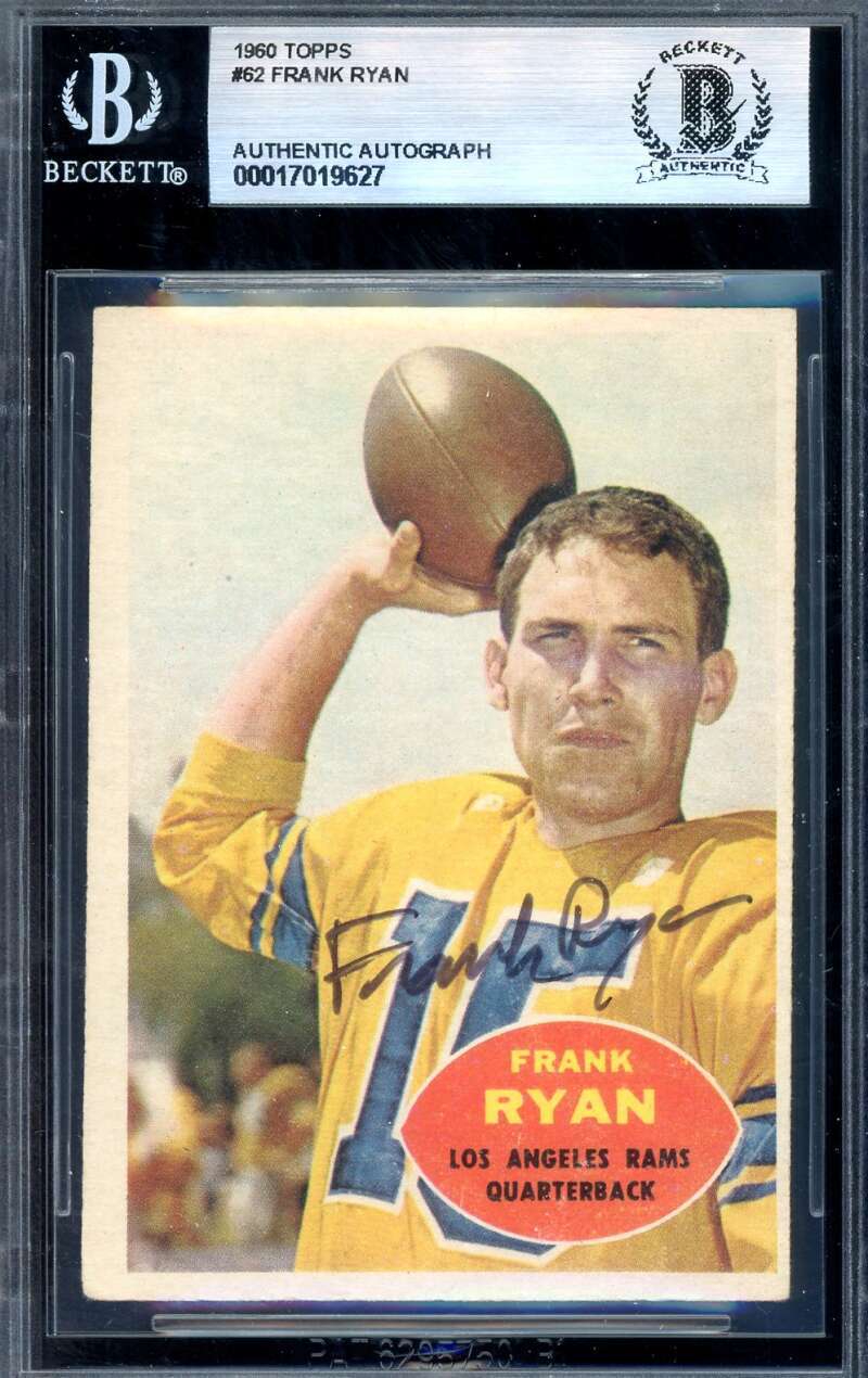 Frank Ryan Beckett BAS Signed 1960 Topps Rookie Autograph
