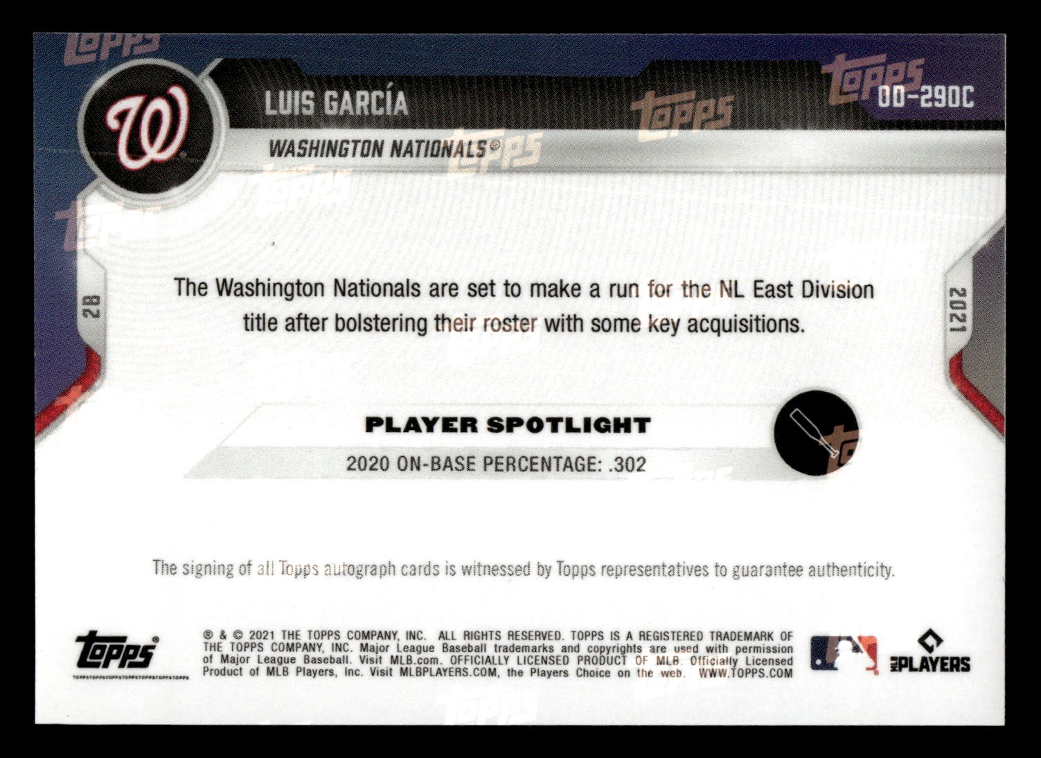 2021 Topps Now Rookie AUTOGRAPH Luis Garcia