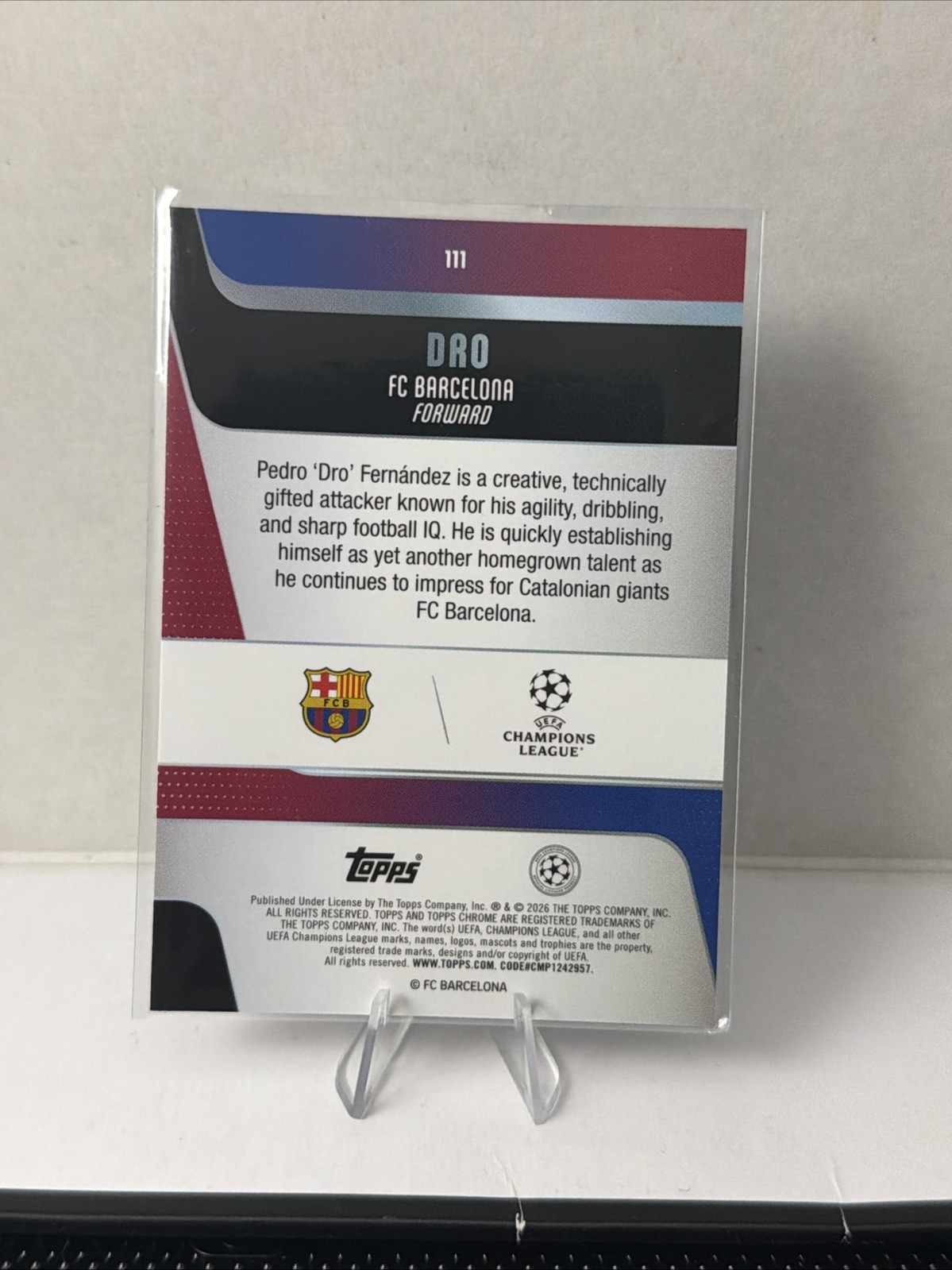 2025-26 Topps UEFA Sapphire Edition – Pedro Dro Fernandez Sapphire Refractor RC