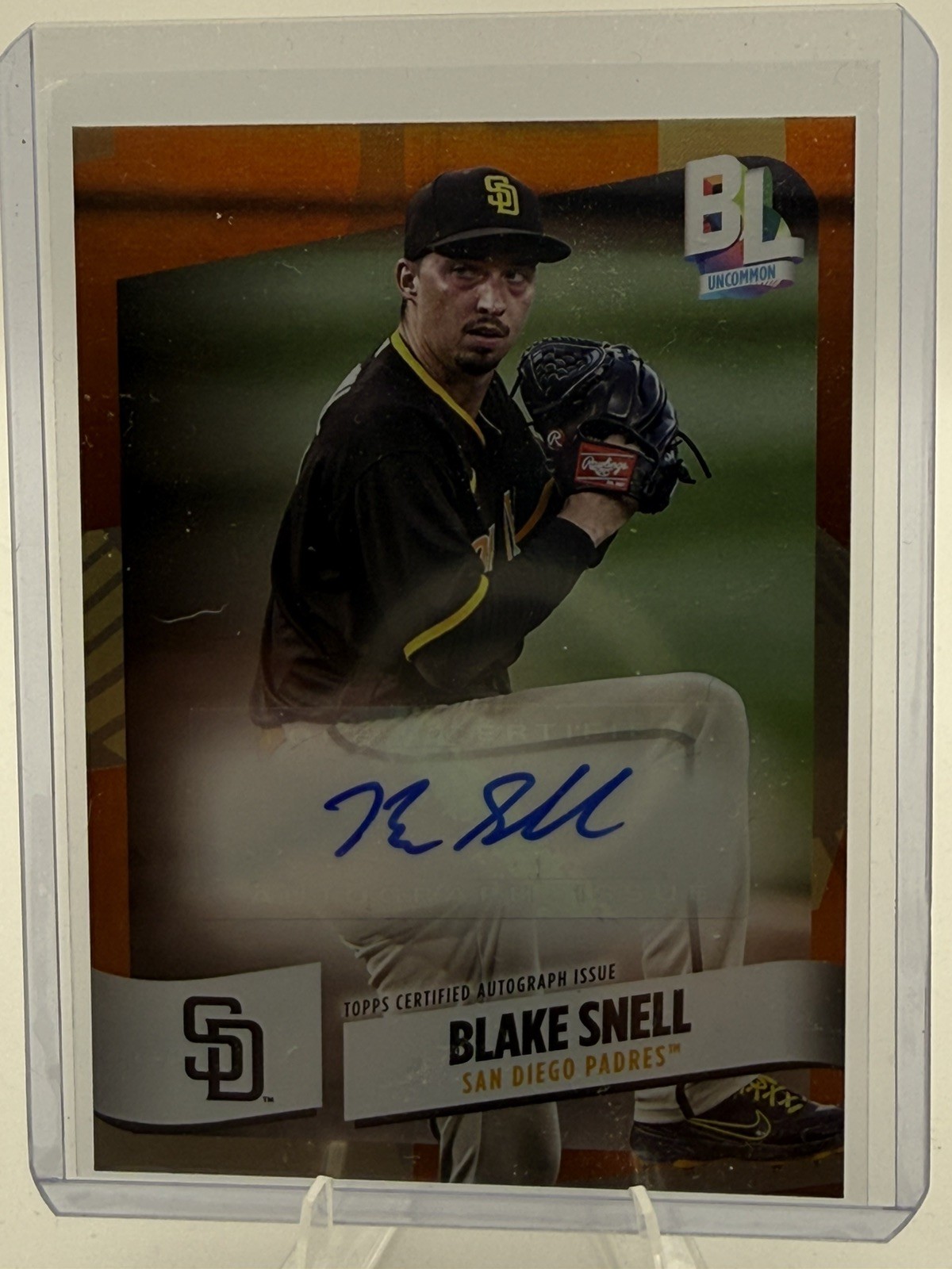 2024 Topps Big League Blake Snell Auto Electric Orange Foil #BEF-BS Padres