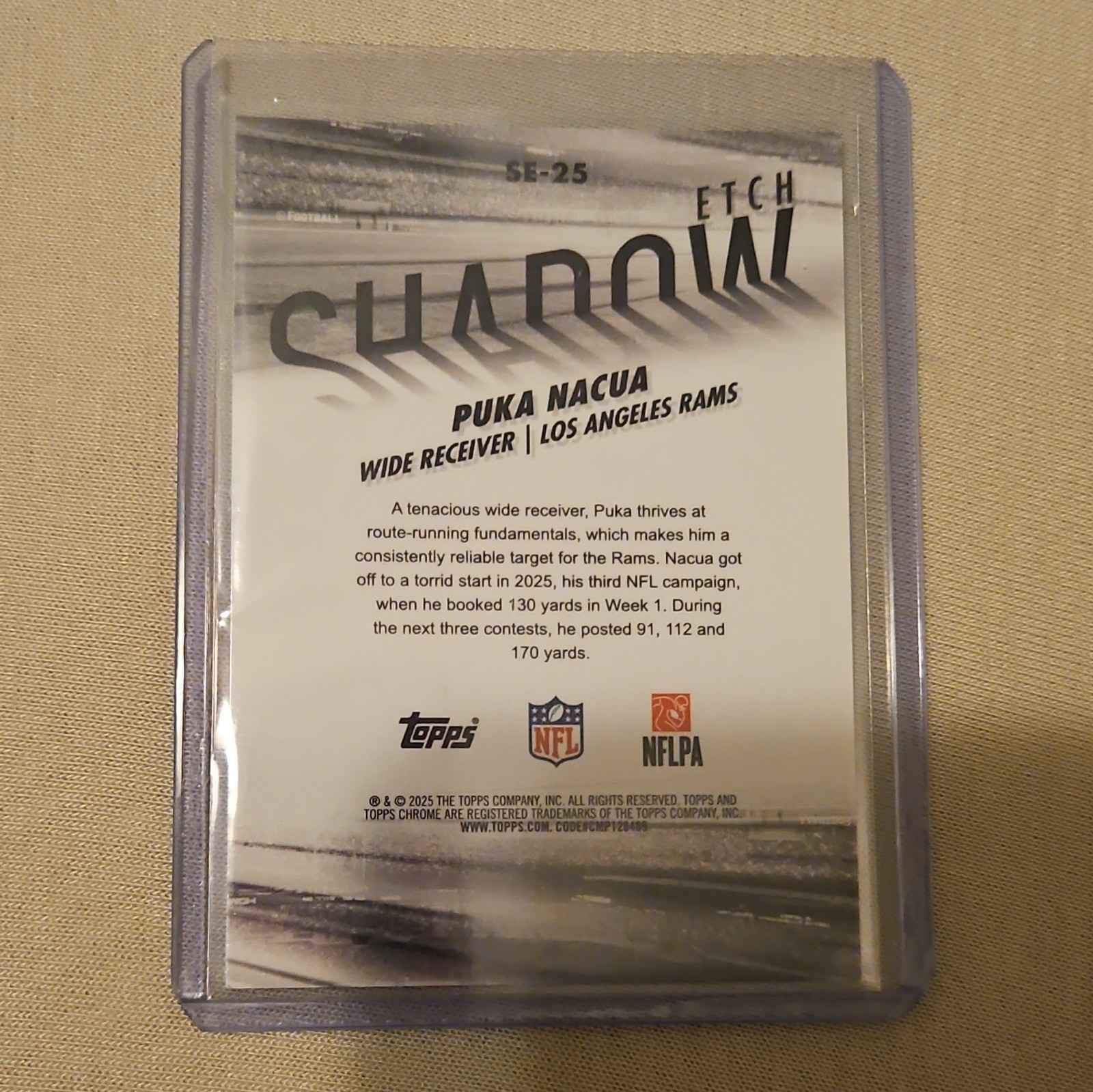 Topps Chrome 2025 Shadow Etch Insert SE-25 Puka Nacua Los Angeles Rams