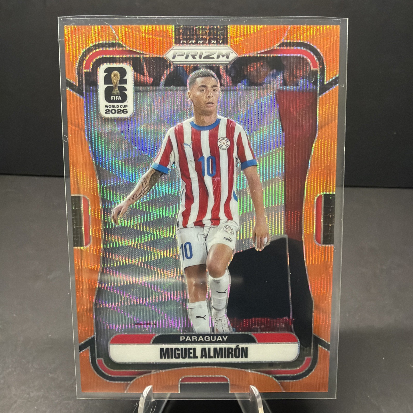 Panini 2026 Prizm FIFA World Cup Miguel Almirón Orange Wave /125 Paraguay #345