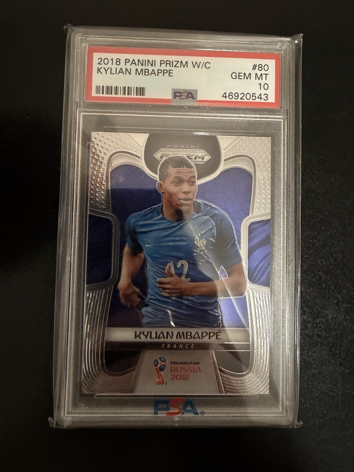 Panini 2018 Prizm World Cup Kylian Mbappé #80 PSA 10 Rookie Base