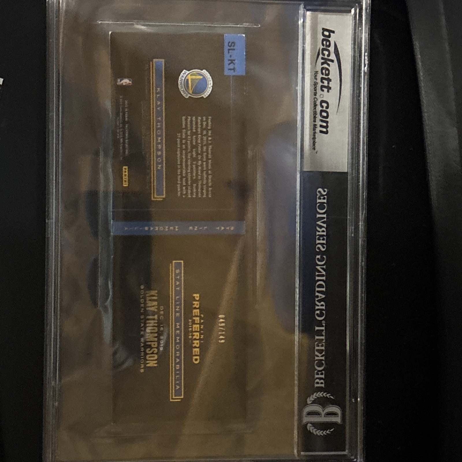 KLAY THOMPSON 2015-16 PANINI PREFERRED STAT LINE PRIME PATCH BOOKLET /25 Q3562