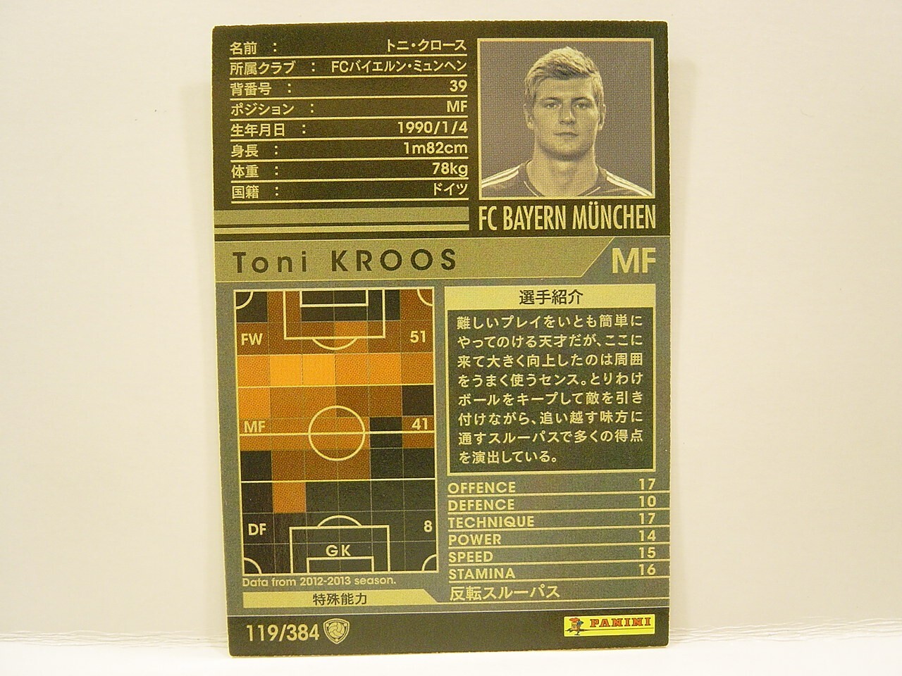 Panini WCCF 2012-13 Toni Kroos 1990 Germany　No.39 Bayern Munich Special Card#119