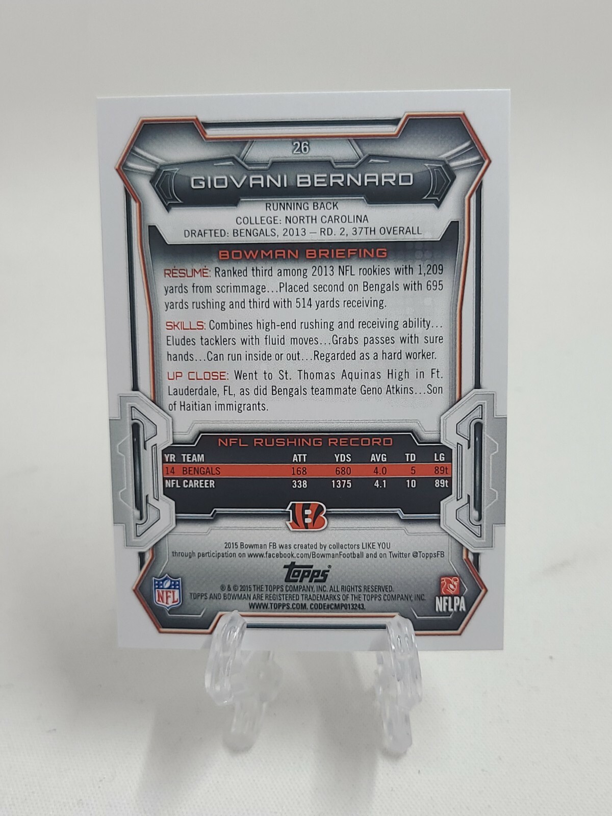 2015 Giovani Bernard SP Black Foil Refractor Bowman