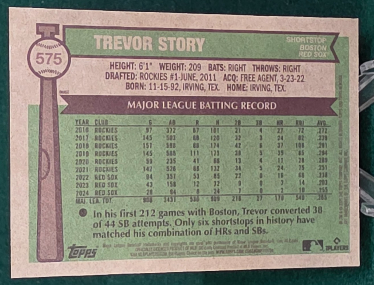 2025 Topps Heritage High Series TREVOR STORY #575 Image Variation Red Sox