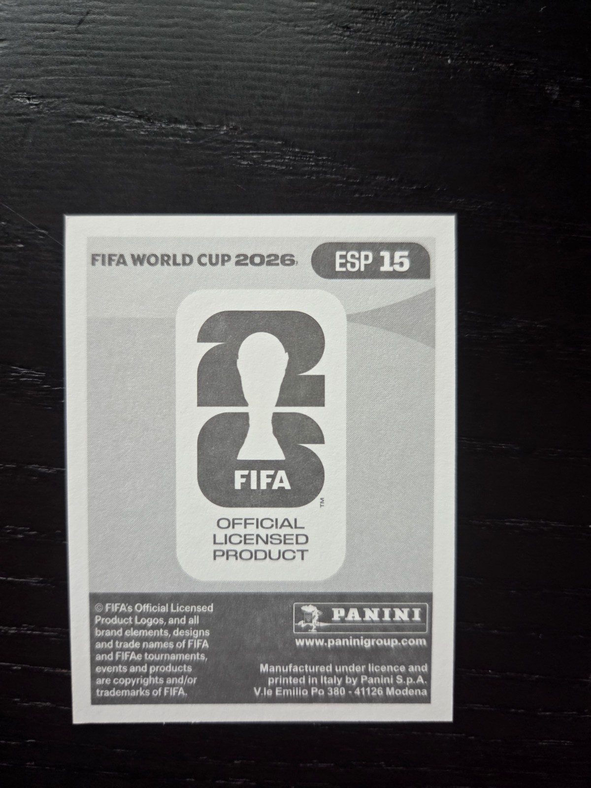 Lamine Yamal #ESP 15 Panini FIFA World Cup 2026 GOLD Sticker — Exclusive Edition