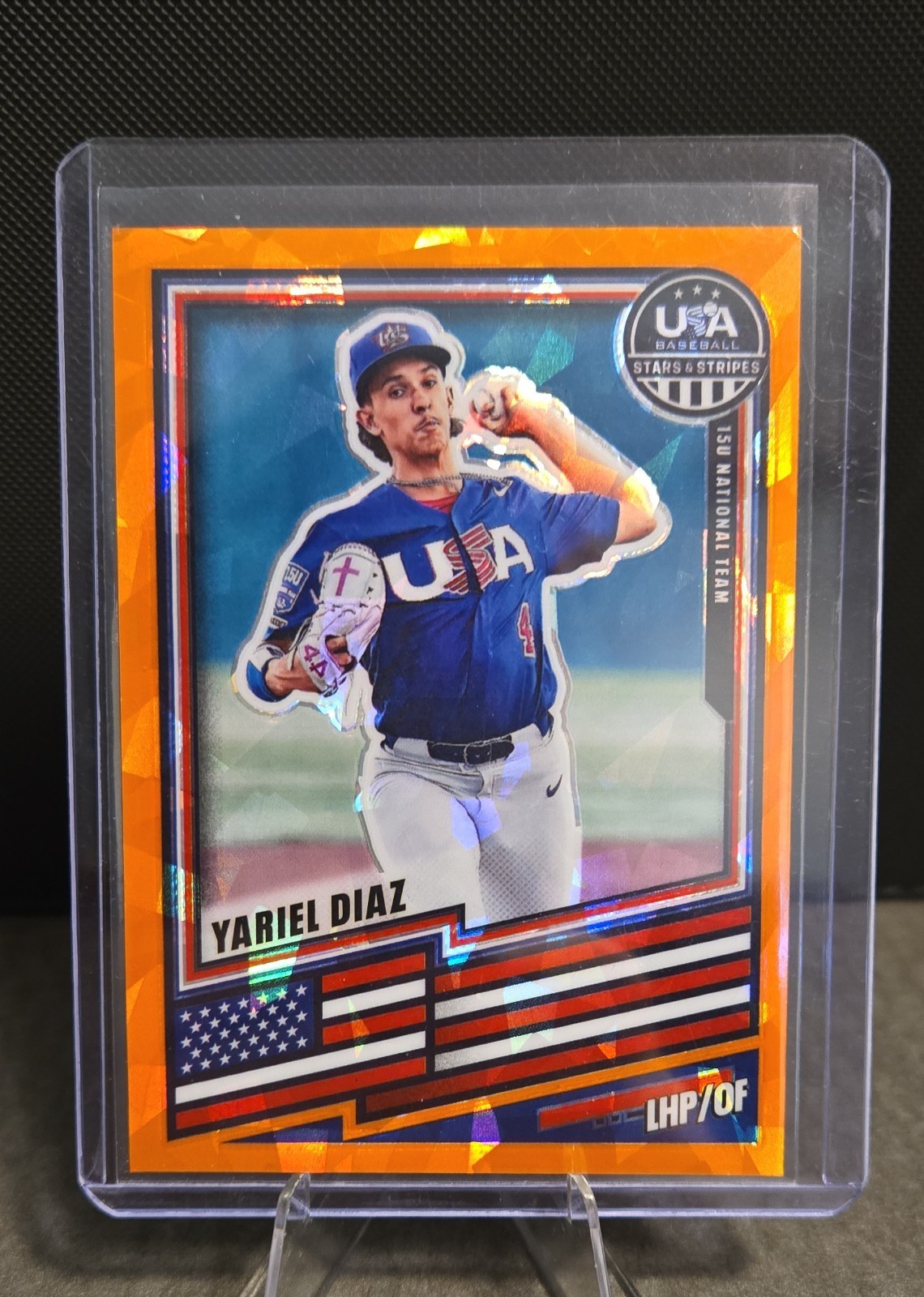 2026 Panini Stars & Stripes Prizm – Yariel Diaz #90 Orange Ice Prizm /199 (RC)