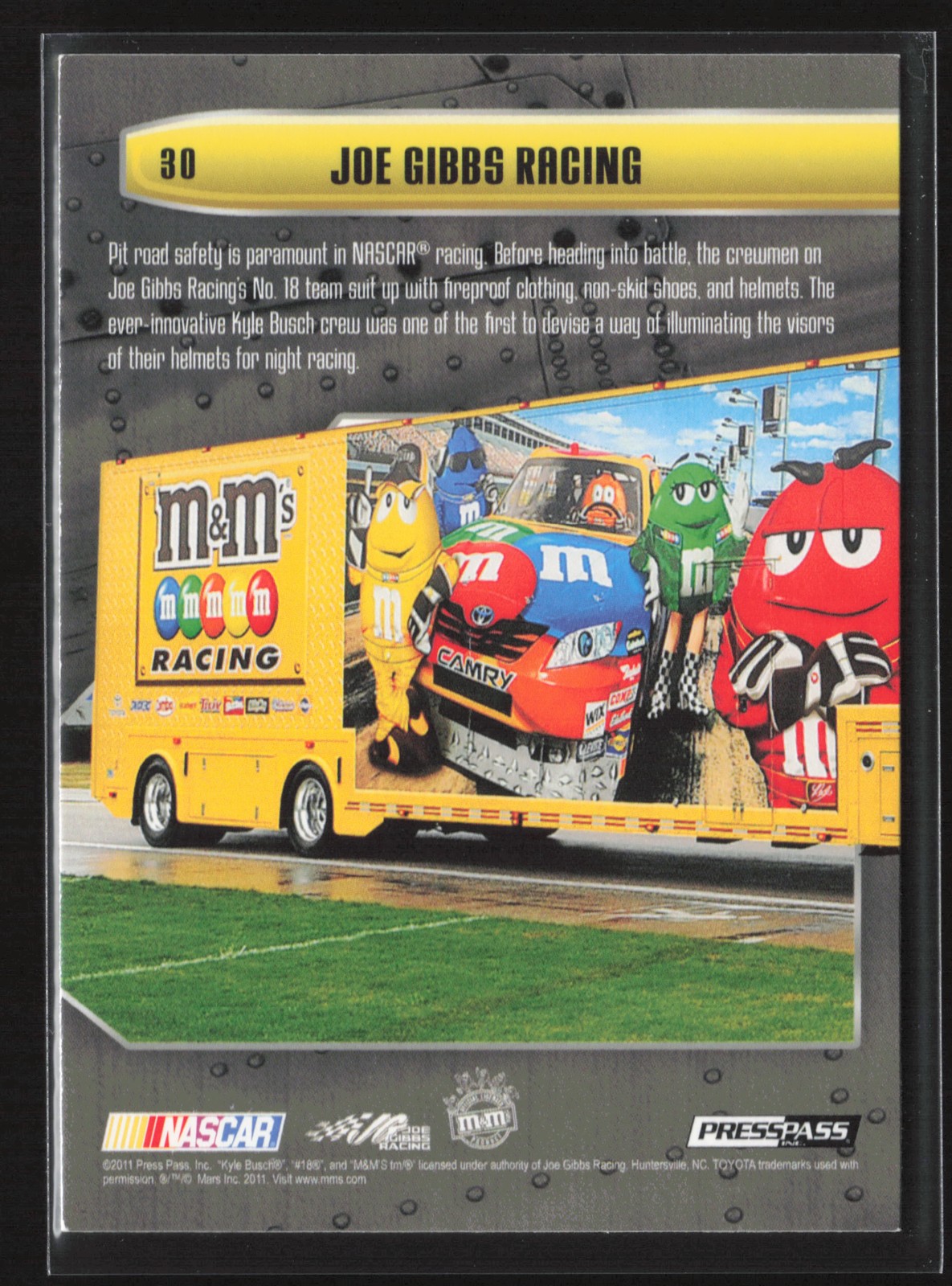2011 Press Pass Stealth #30 Joe Gibbs Racing Joe Gibbs Racing