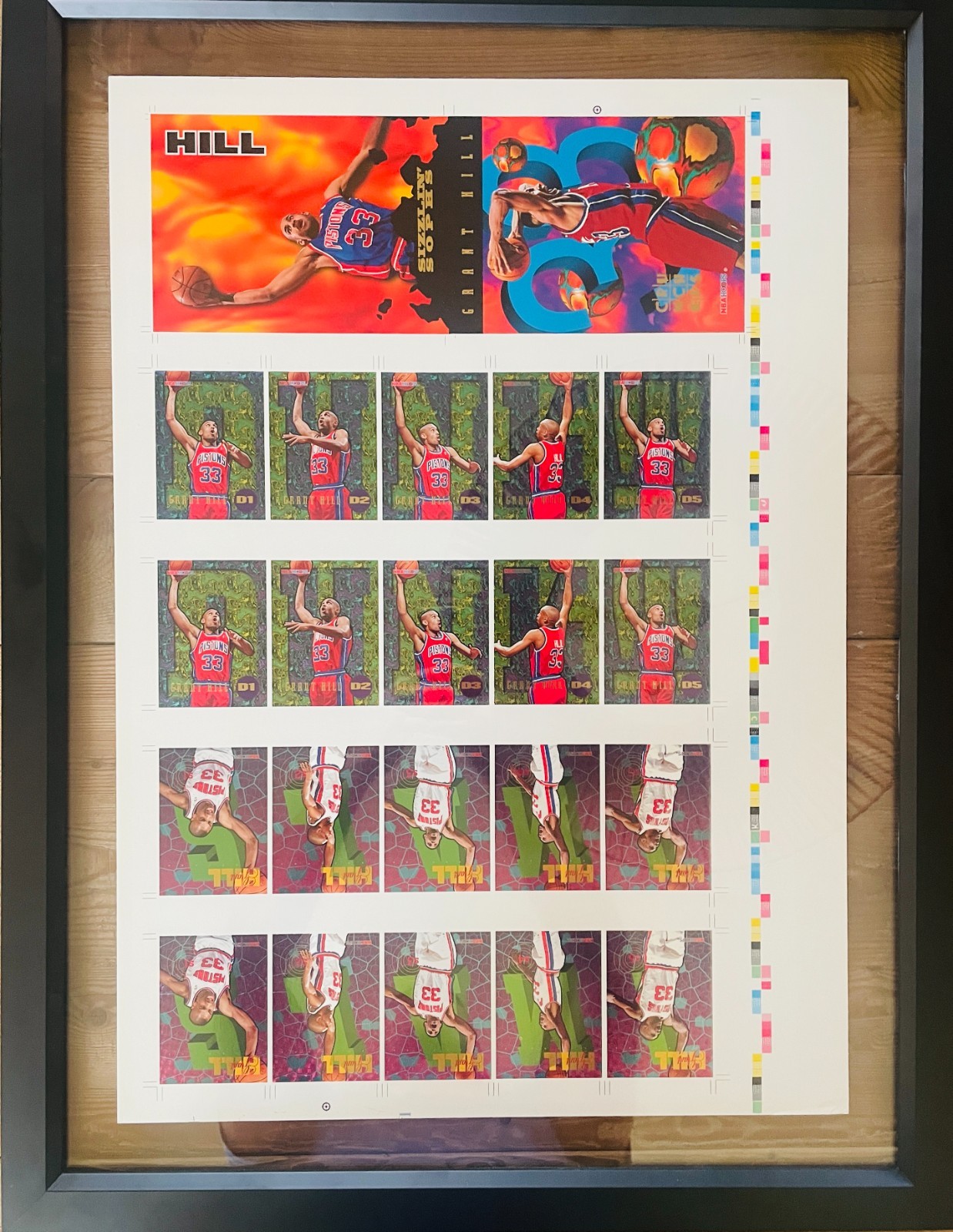 RARE Grant Hill 1995-96 SkyBox Uncut Insert Sheet – Rare Framed Display