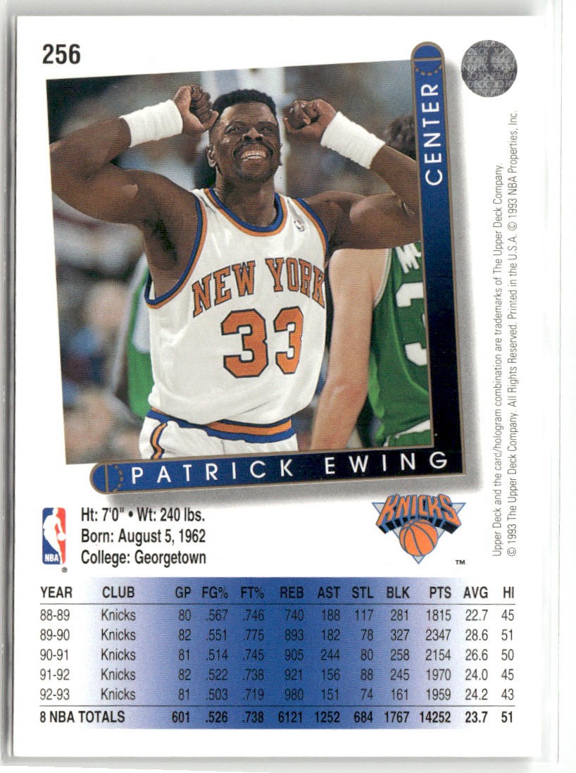 1993-94 UPPER DECK #256 PATRICK EWING NEW YORK KNICKS