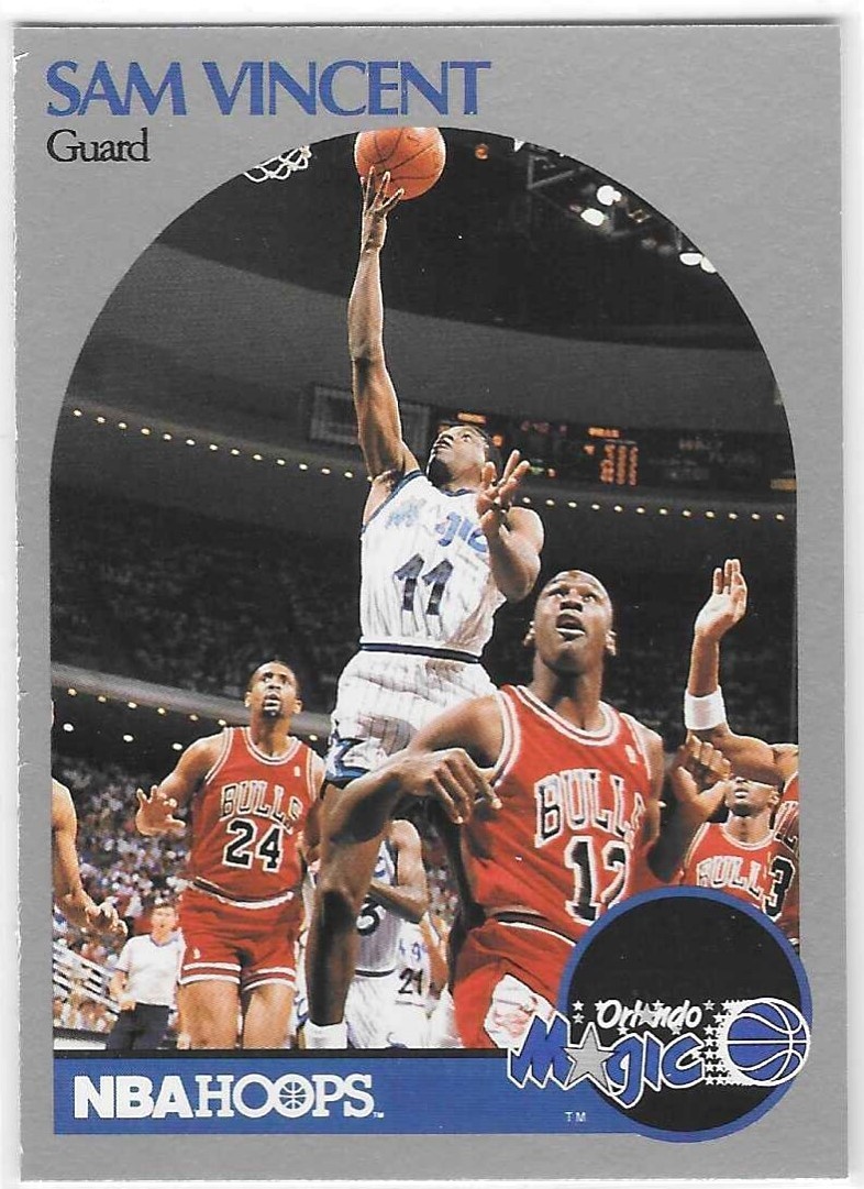1990-91 NBA HOOPS SAM VINCENT #223 MICHAEL JORDAN WEARING #12 PICTURED