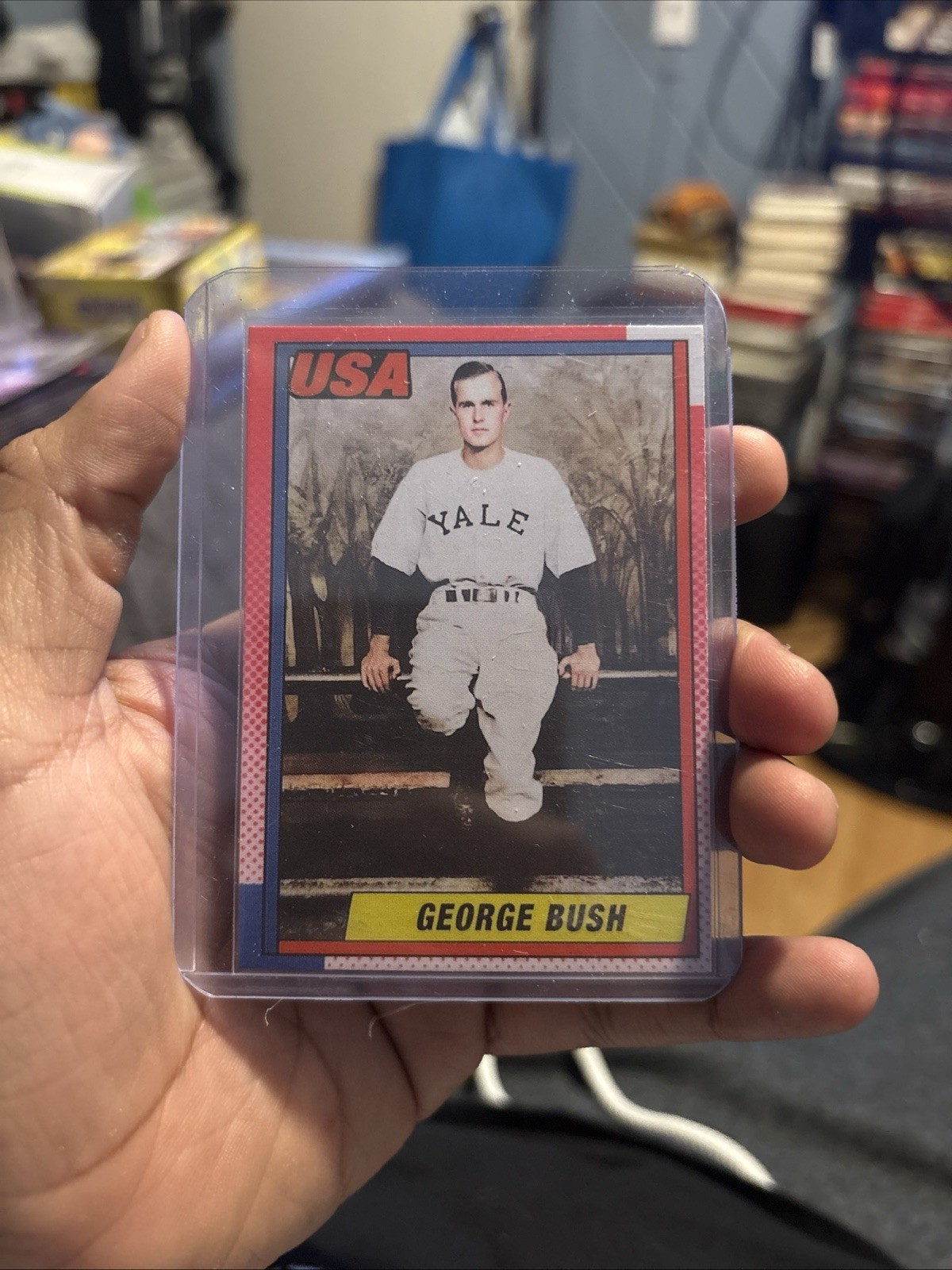 🔥 1990 Topps Baseball #USA1 President George Bush Yale University REPRINT🔥