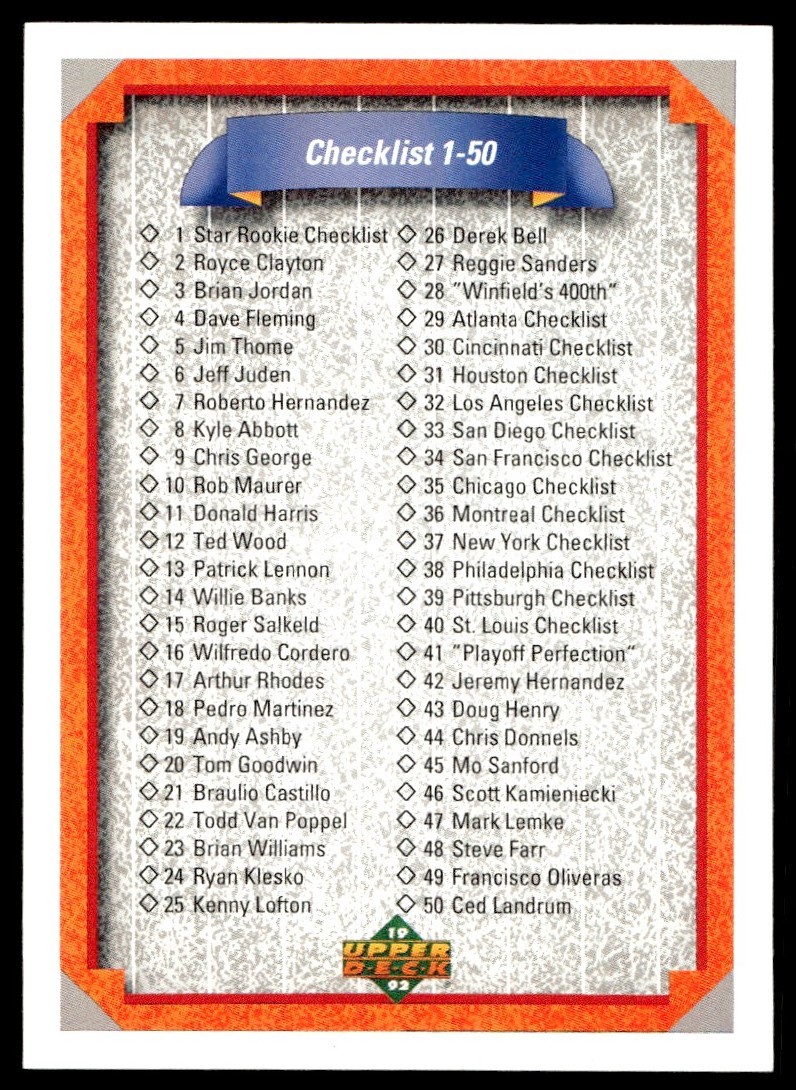 1992 Upper Deck Checklist: 601-700 #700