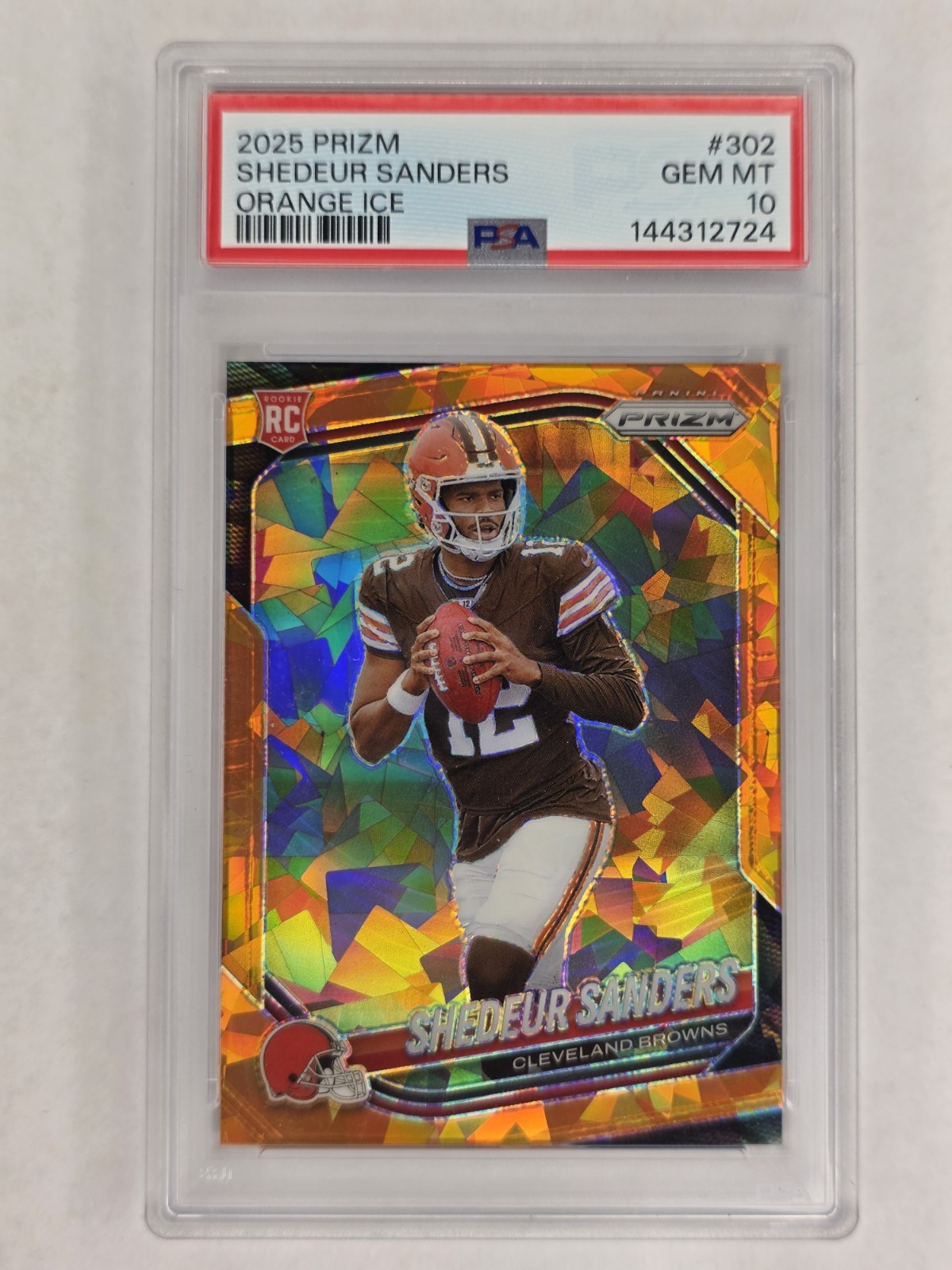 2025 Panini Prizm Shadeur Sanders Orange Ice #302 RC PSA 10 – LOW POP