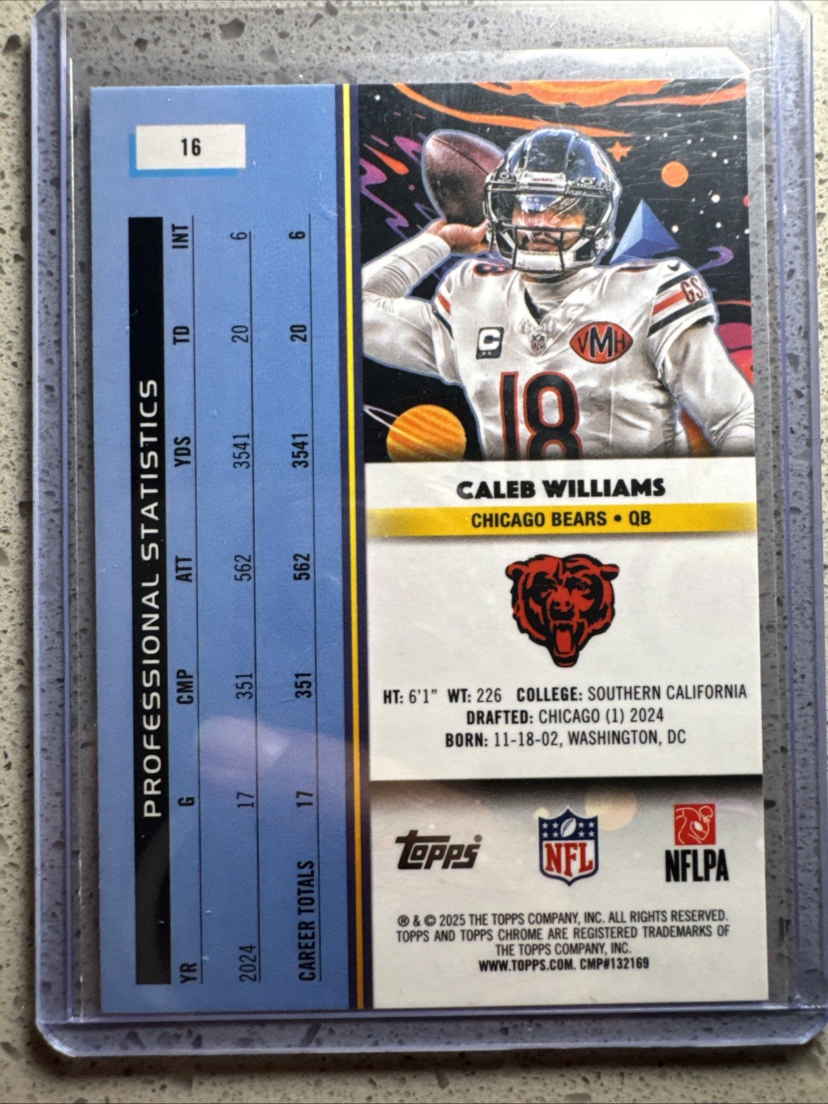 2025 Topps Chrome Cosmic Caleb Williams #16 Chicago Bears