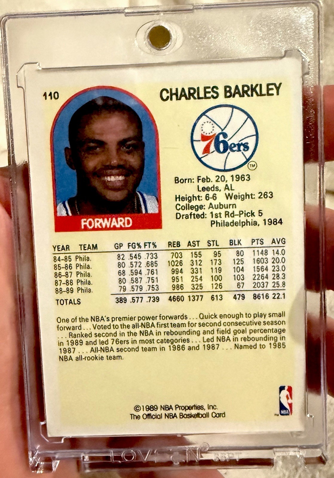 RARE 1/1 CRUSHED ICE Charles Barkley 1989 Hoops #110 Card Philadelphia 76’ERS