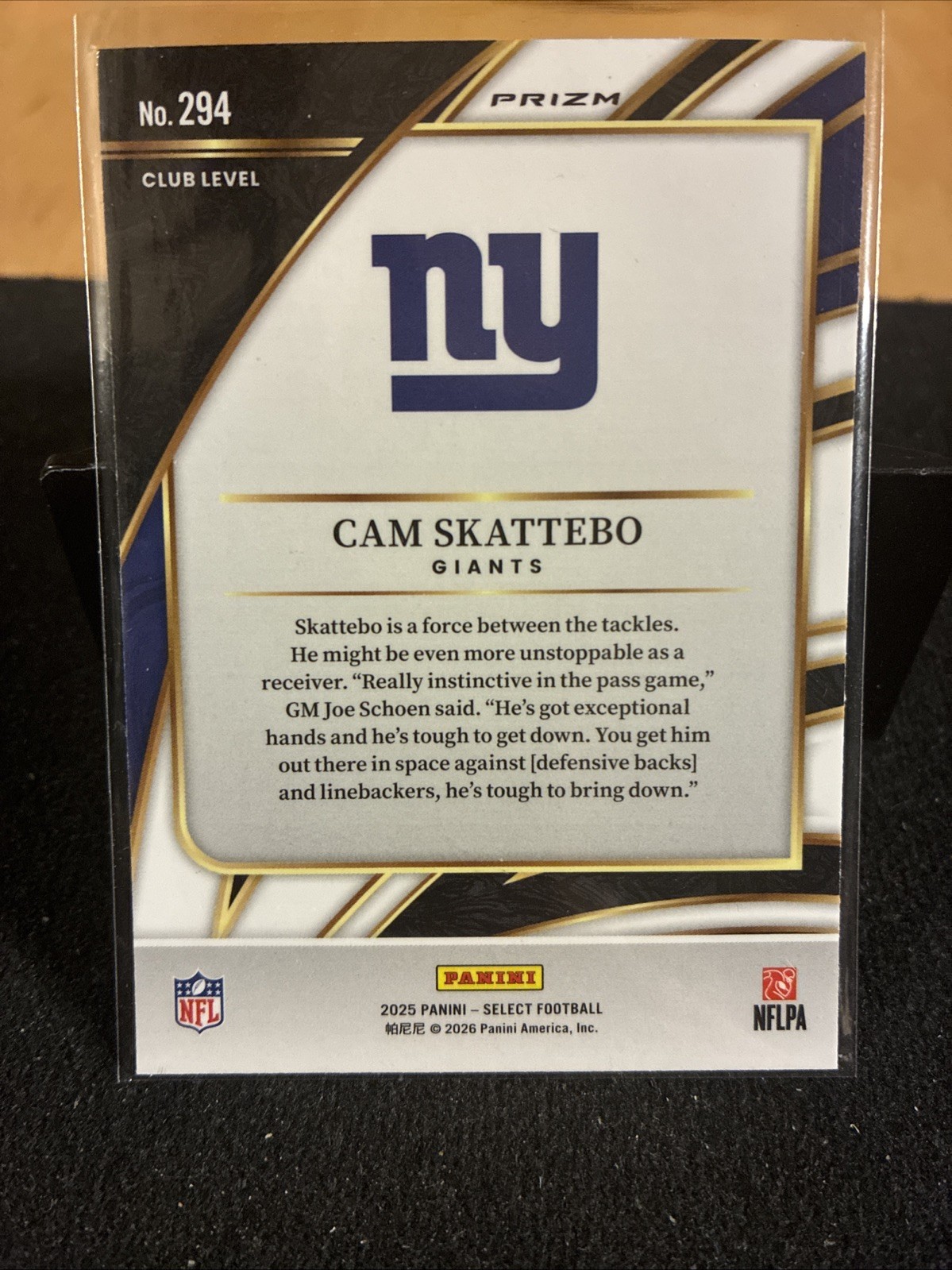 2025 Panini Select – Club Level Cam Skattebo #294 Red & Blue Shock Prizm (RC)