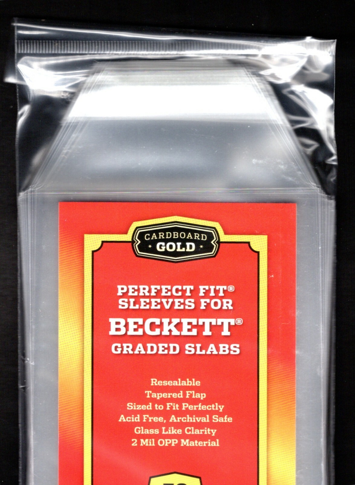 50 Cardboard Gold PERFECT FIT SLEEVES for BECKETT GRADED SLABS 2mil – BRAND NEW