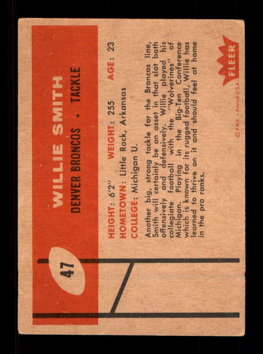 1960 Fleer Willie Smith Rookie RC VG #47 Football Card