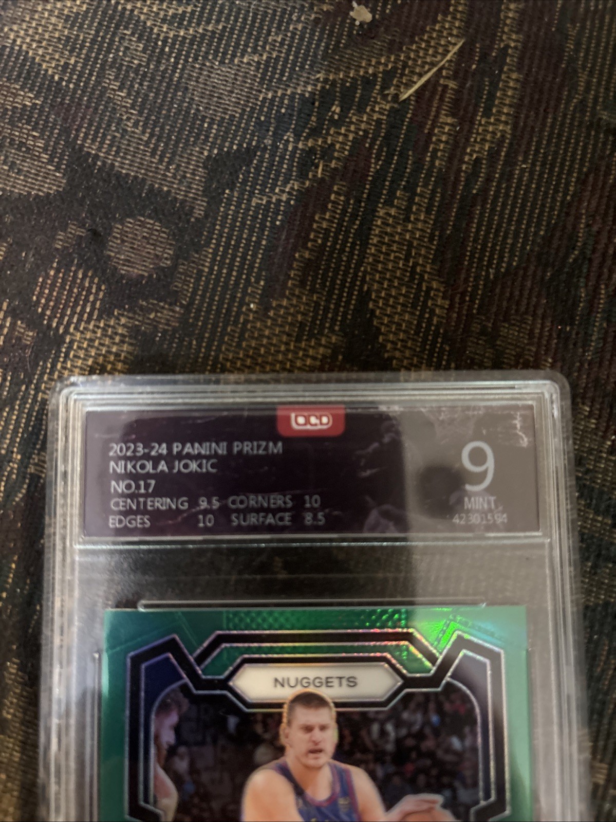 2023-24 Paini Prizm Nikola Jokic Green Prizm OCD 9 Mint! Denver Nuggets TWCB