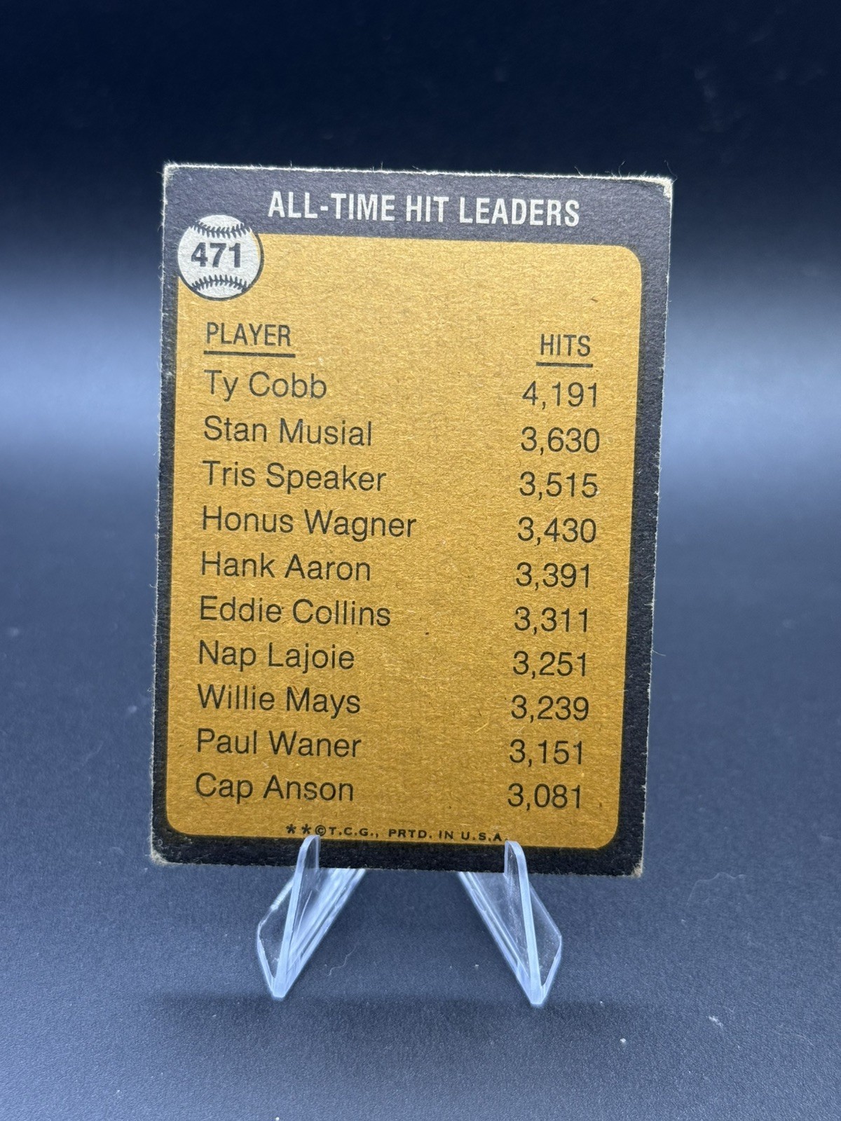 1973 Topps The All-Time Hit Leader Ty Cobb #471 HOF