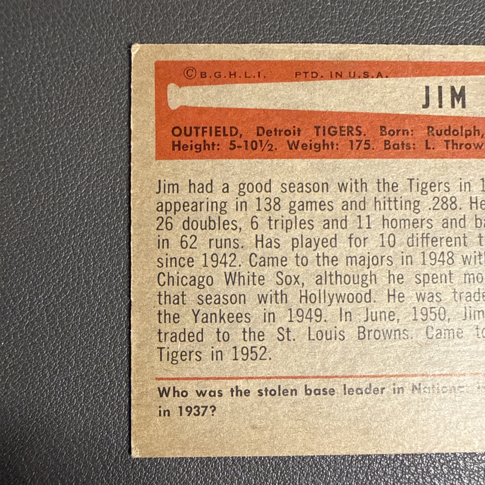 1954 Bowman – Jim Delsing #55 See description