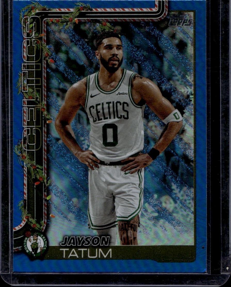 2025-26 Topps Holiday #H1 Jayson Tatum Blue Metallic Glitter Holiday