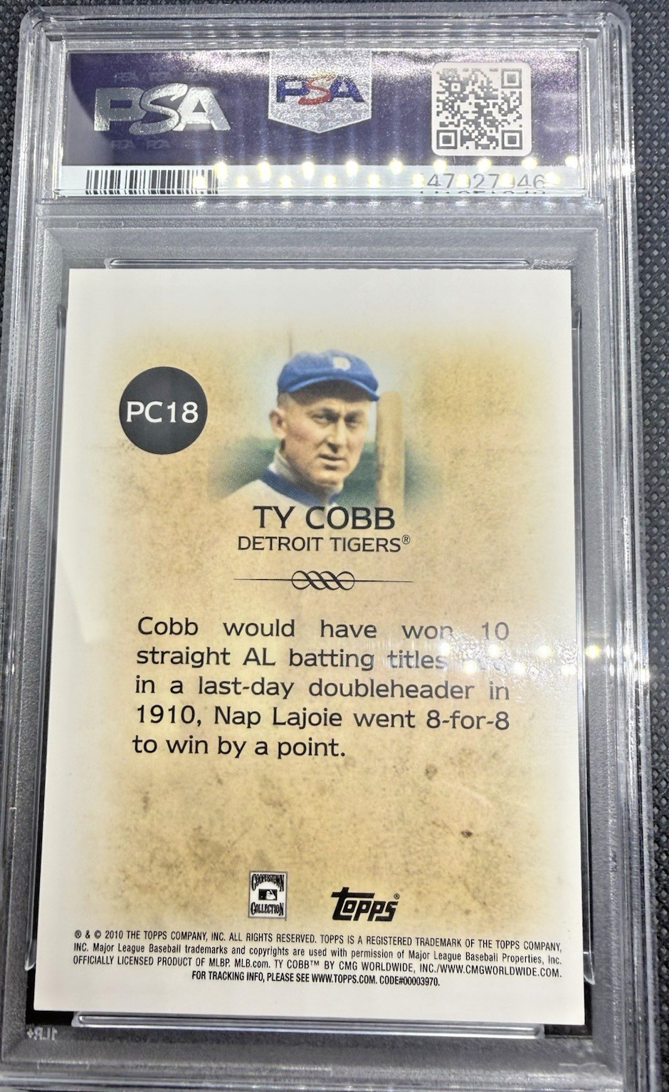 2010 Topps Legends Chrome Ty Cobb PSA 9 Mint Detroit Tigers Hall of Fame