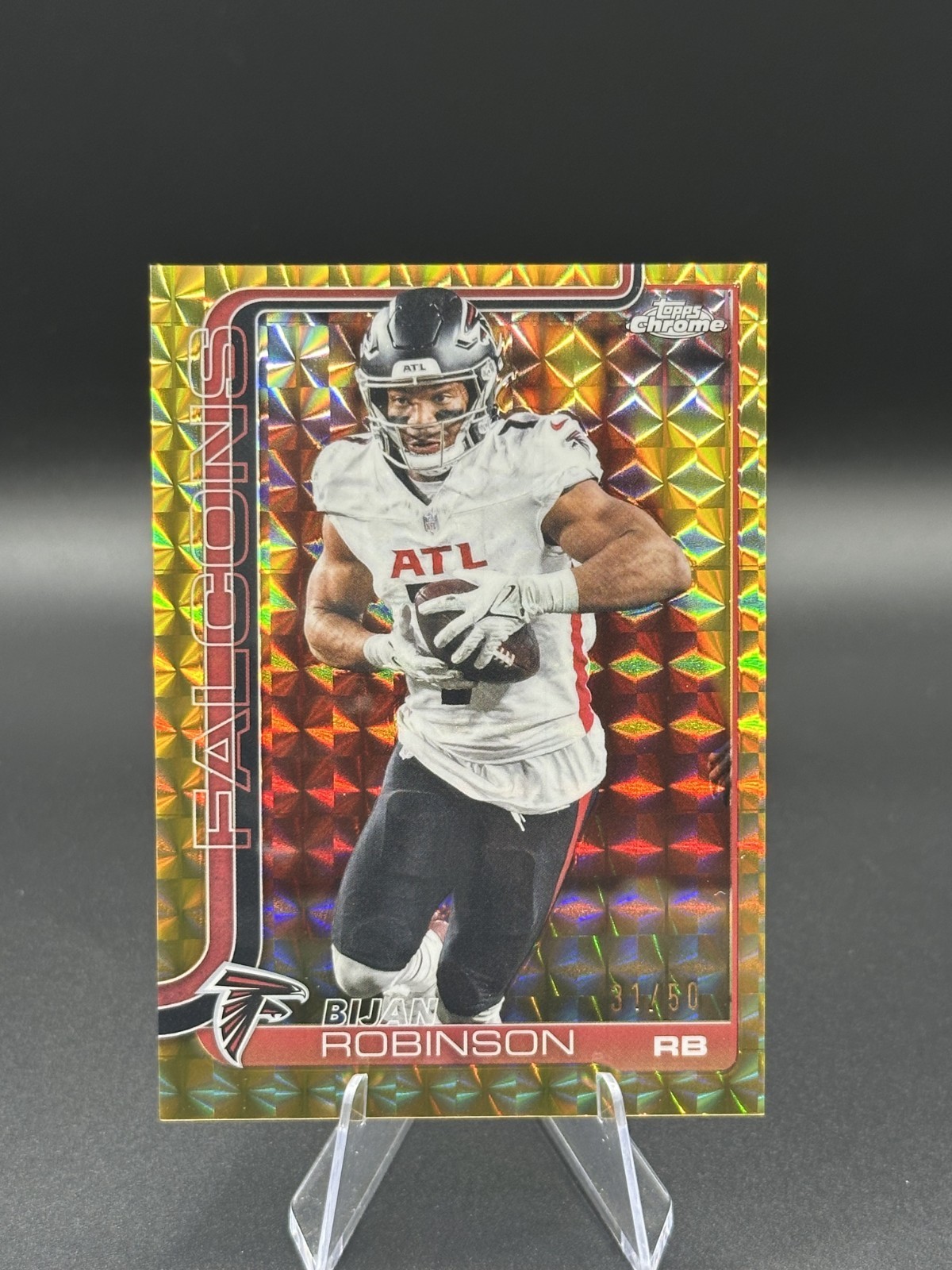 Bijan Robinson 2025 Topps Chrome Football Gold Geometric Refractor /50🔥🔥