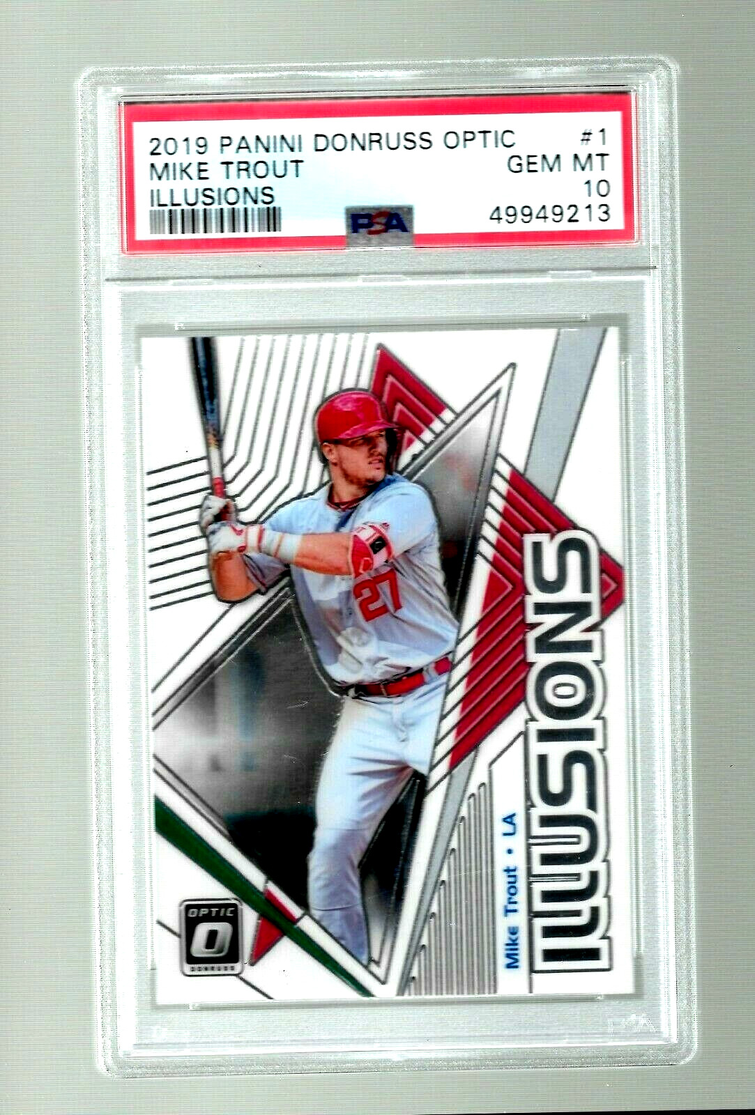 2019 PANINI DONRUSS OPTIC ILLUSION BASEBALL CARD #1 MIKE TROUT PSA 10 MLB ANGELS