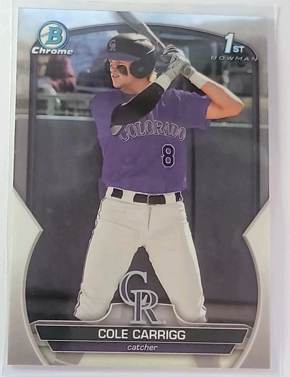 Cole Carigg 1st 2023 Bowman Draft Chrome Prospect Card #BDC-151 Colorado Rockies