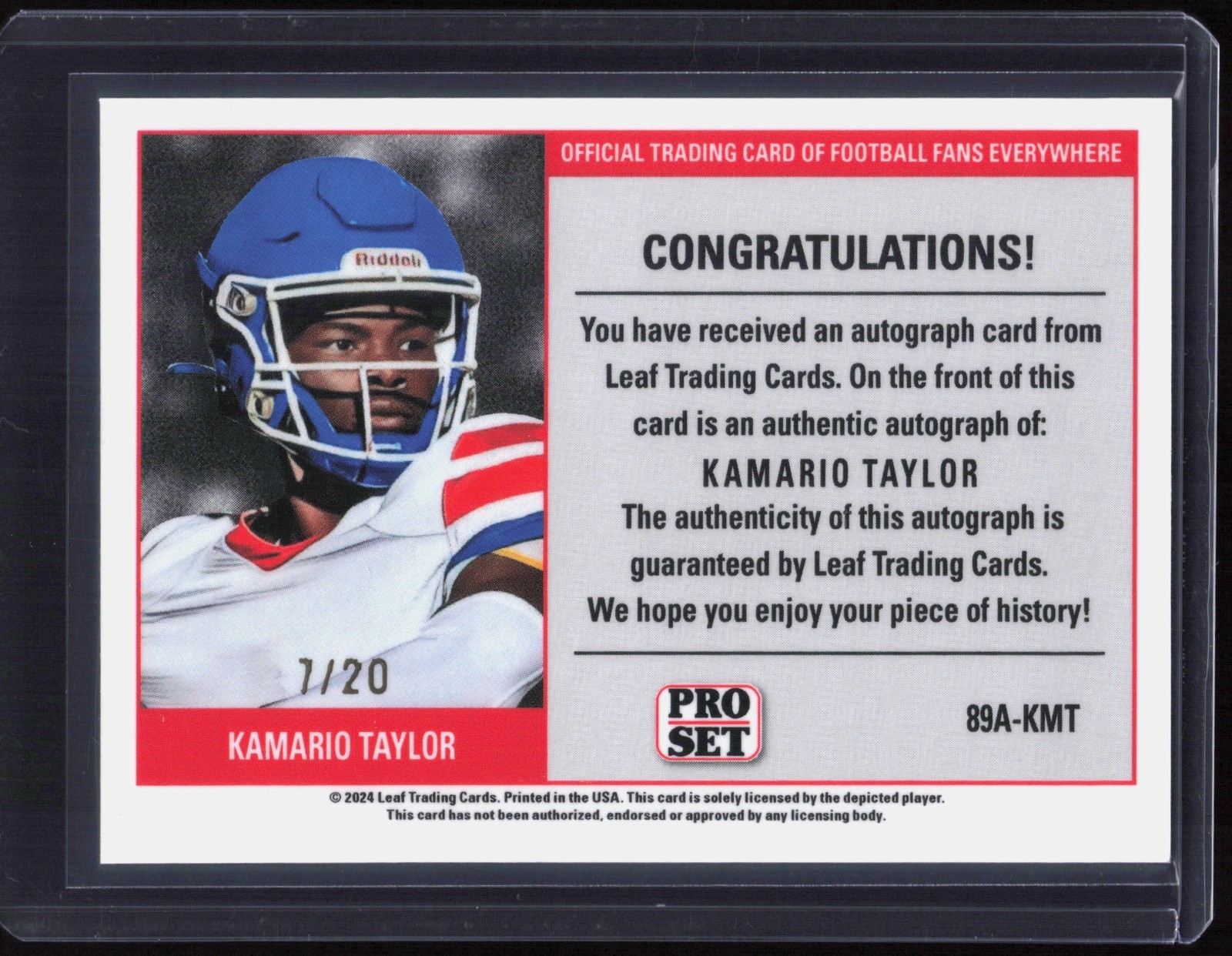 2024 Leaf Collective Metal #20A-KMT KaMario Taylor Light Blue Shimmer Auto /20