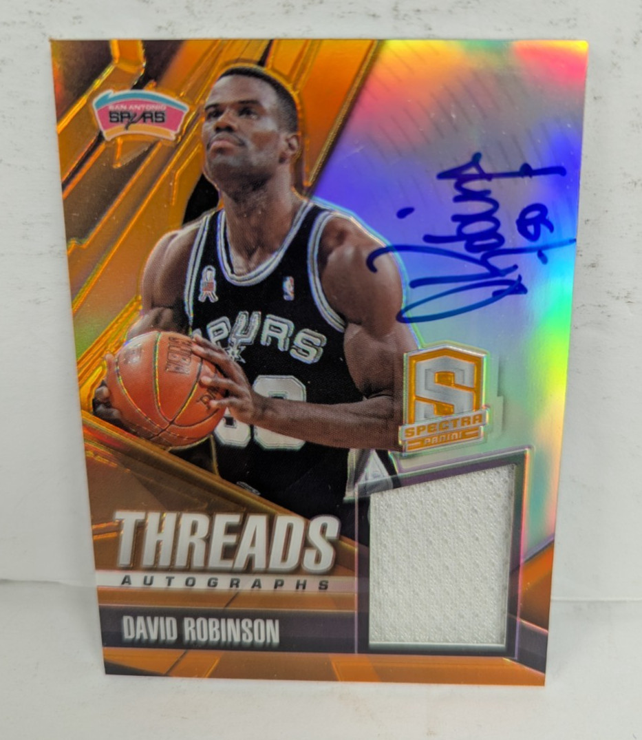 2013 Panini Spectra Threads David Robinson Auto Patch Orange #05/15