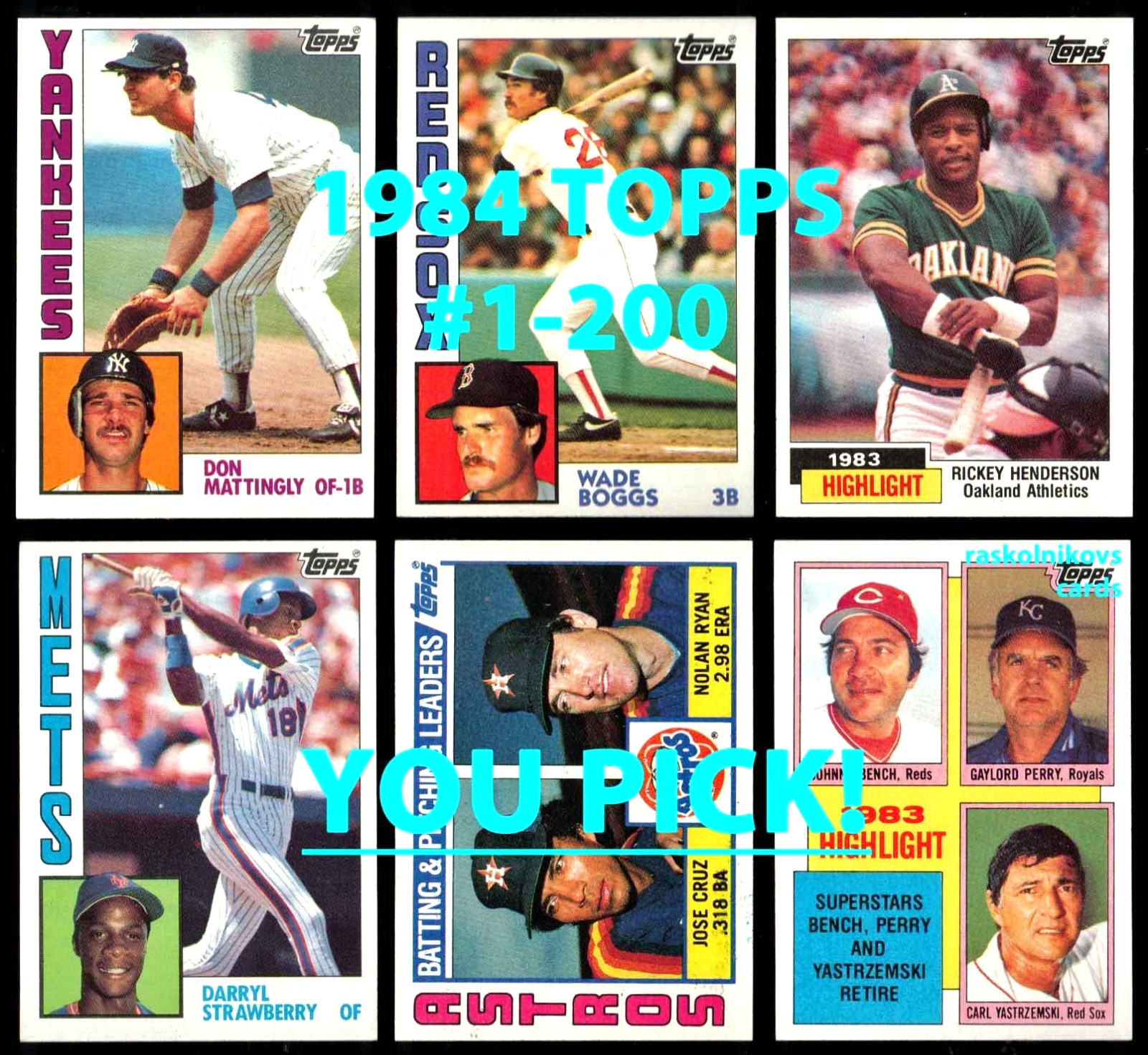 1984 TOPPS Baseball #1-200 Complete Your Set $2 or 2 Card Minimum YOU PICK!