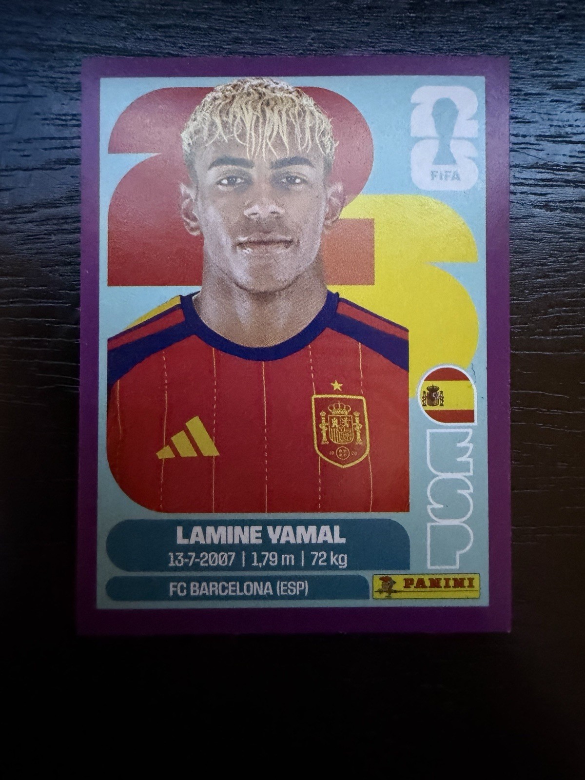 2026 Panini FIFA World Cup Lamine Yamal Sticker #ESP 15 Purple Parallel RARE
