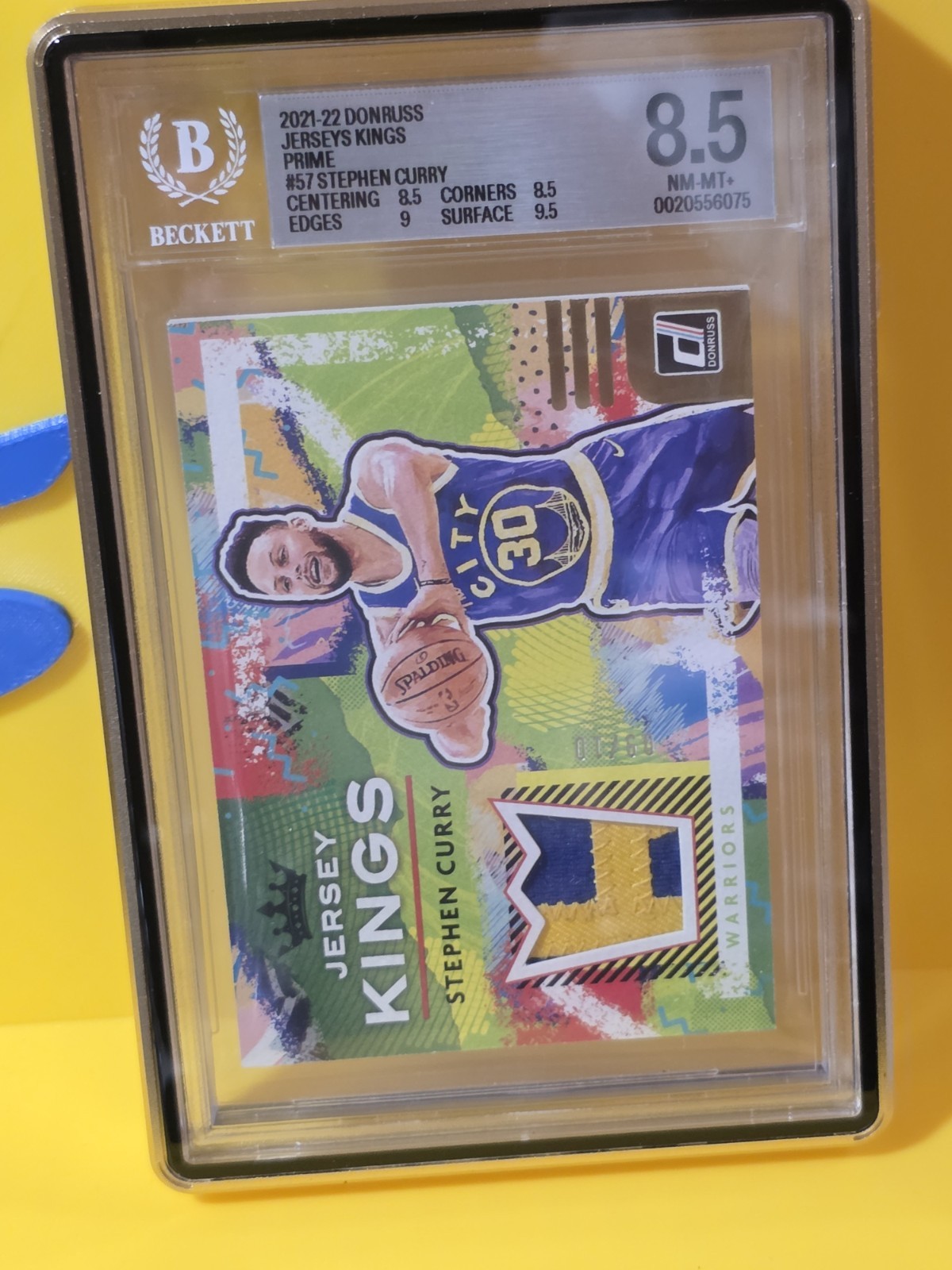 21-22 Donruss Jersey Kings Prime Stephen Curry Patch /10 B G S 8.5 Just Graded