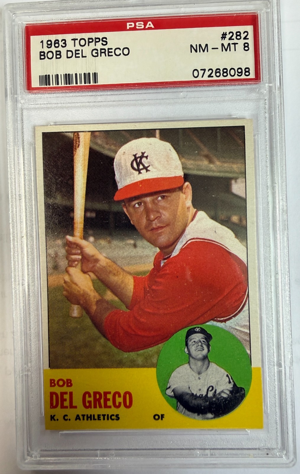 1963 Topps Baseball #282 Bob Del Greco PSA 8