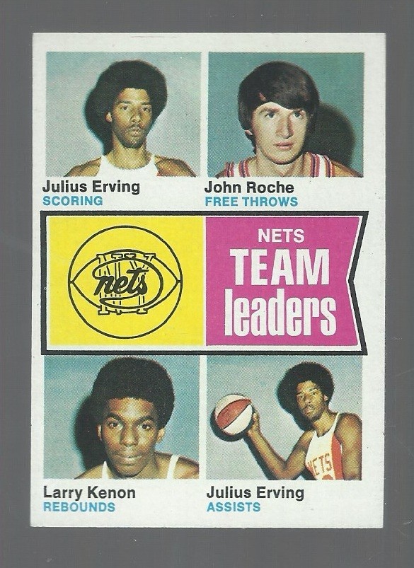 1974-75 TOPPS #226 NETS TEAMI LEADERS NM+ JULIUS ERVING HOF